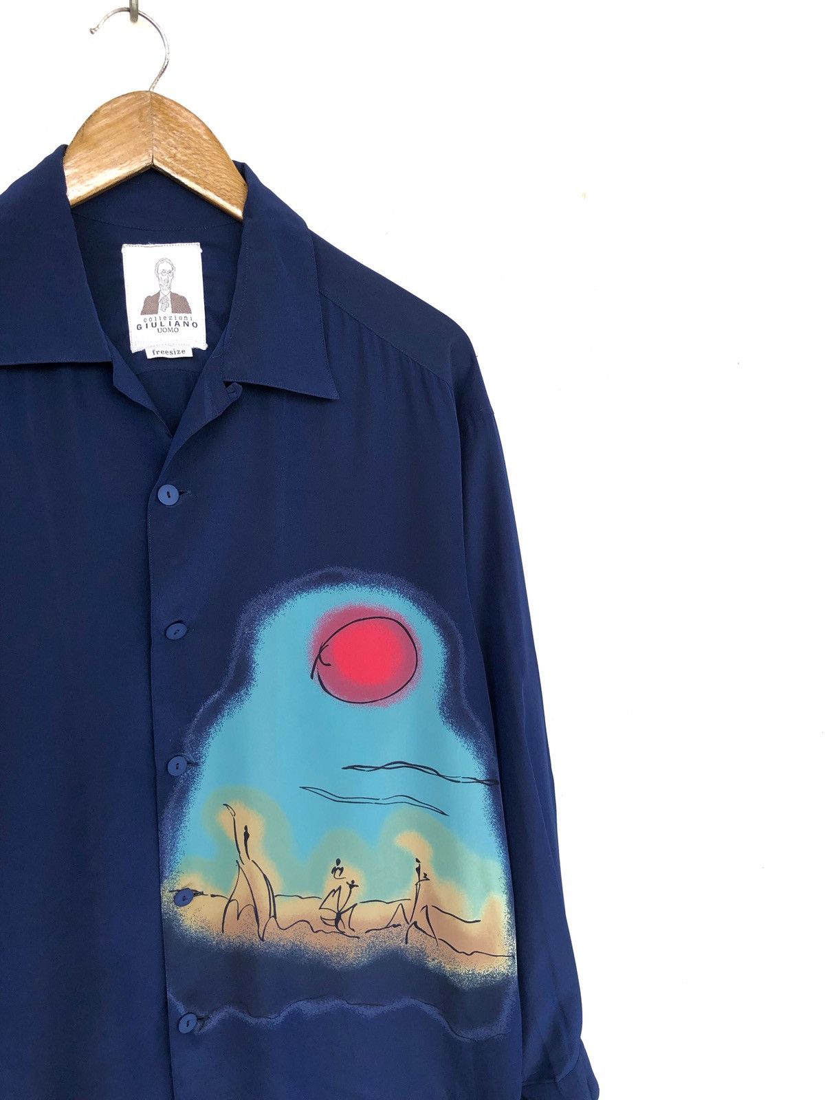image of Art Comes First x Giuliano Galiano Giuliano Beach Pop Art Oversized B/d Shirt in Blue (Size Large)