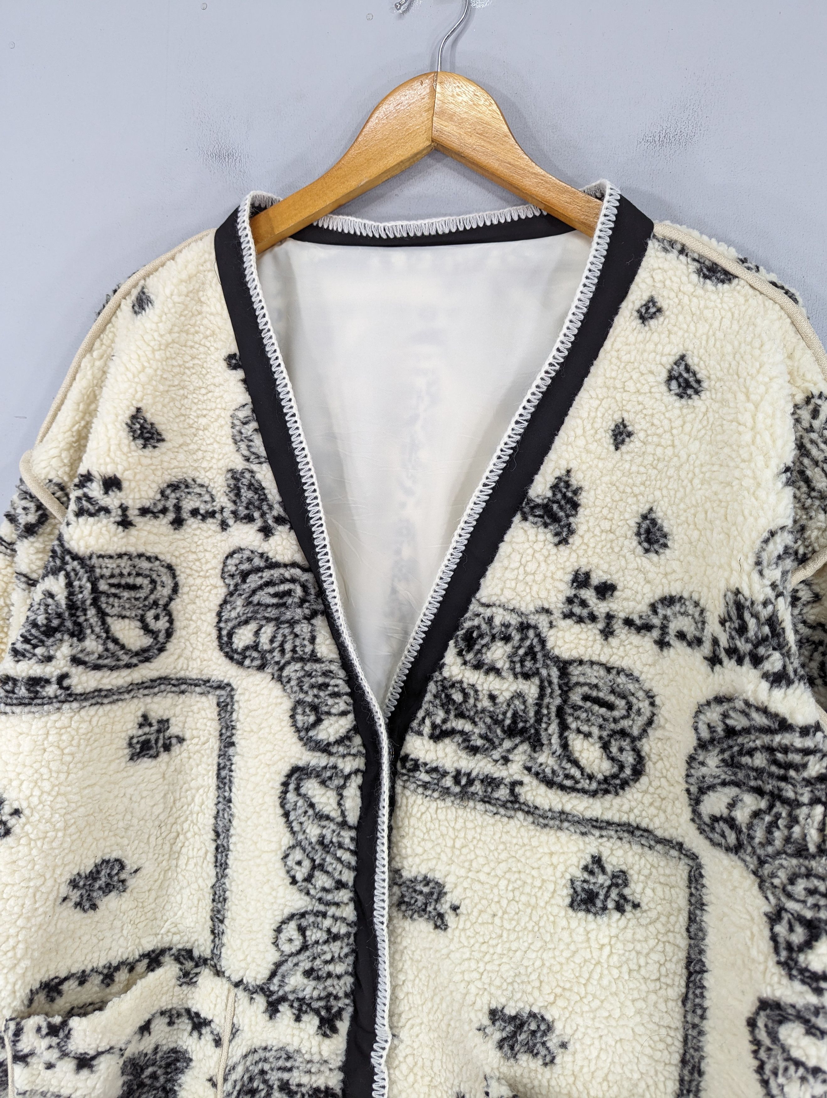 Japanese Brand 🔥RARE🔥Dazy Paisley Fleece Deep Pile Snap Button Jacket Size XL / US 12-14 / IT 48-50 - 4 Thumbnail