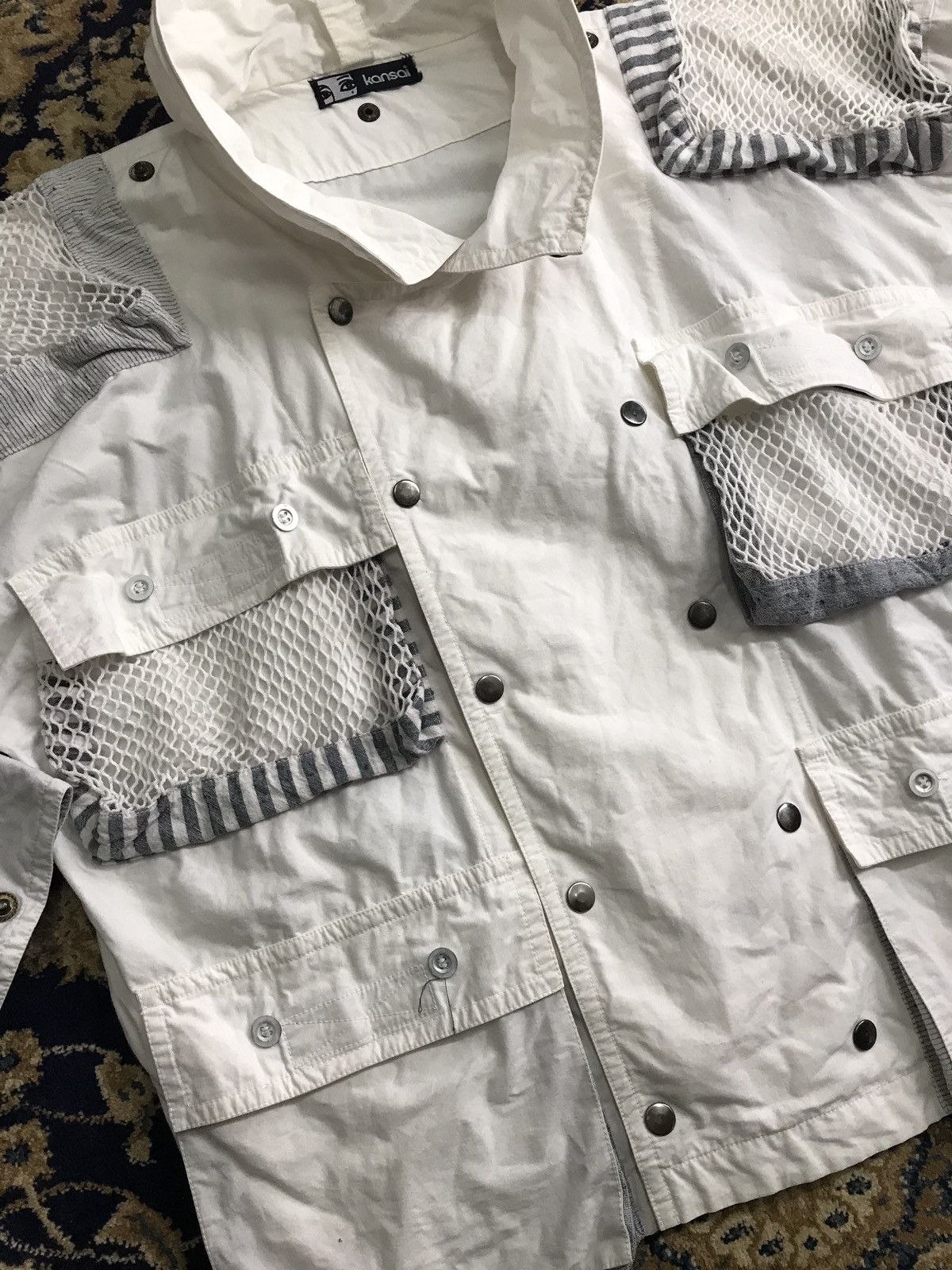 Kansai Yamamoto 1980's Kansai Yamamoto Multipocket Net Oversized Jacket Size US L / EU 52-54 / 3 - 9 Thumbnail