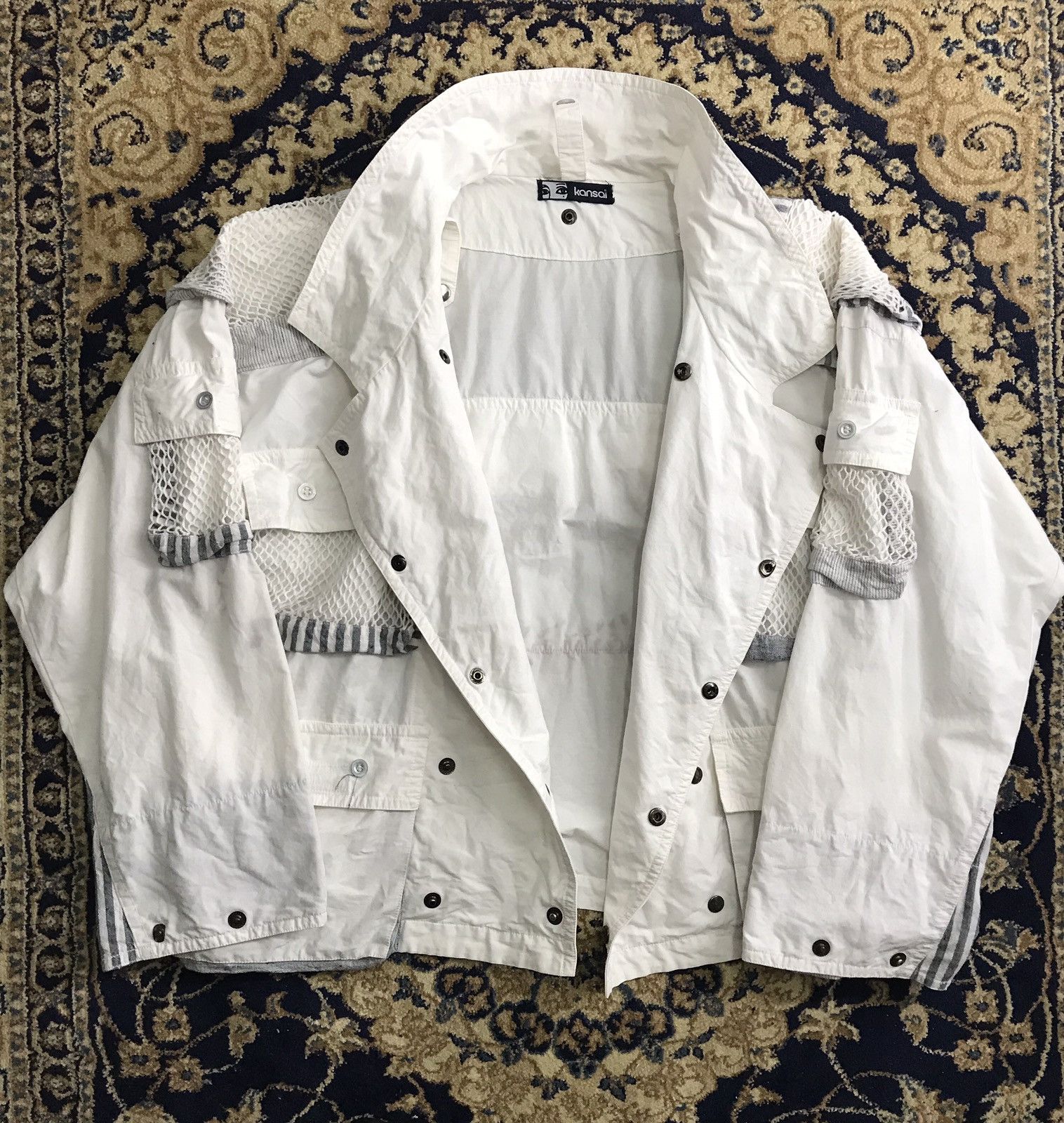Kansai Yamamoto 1980's Kansai Yamamoto Multipocket Net Oversized Jacket Size US L / EU 52-54 / 3 - 10 Thumbnail