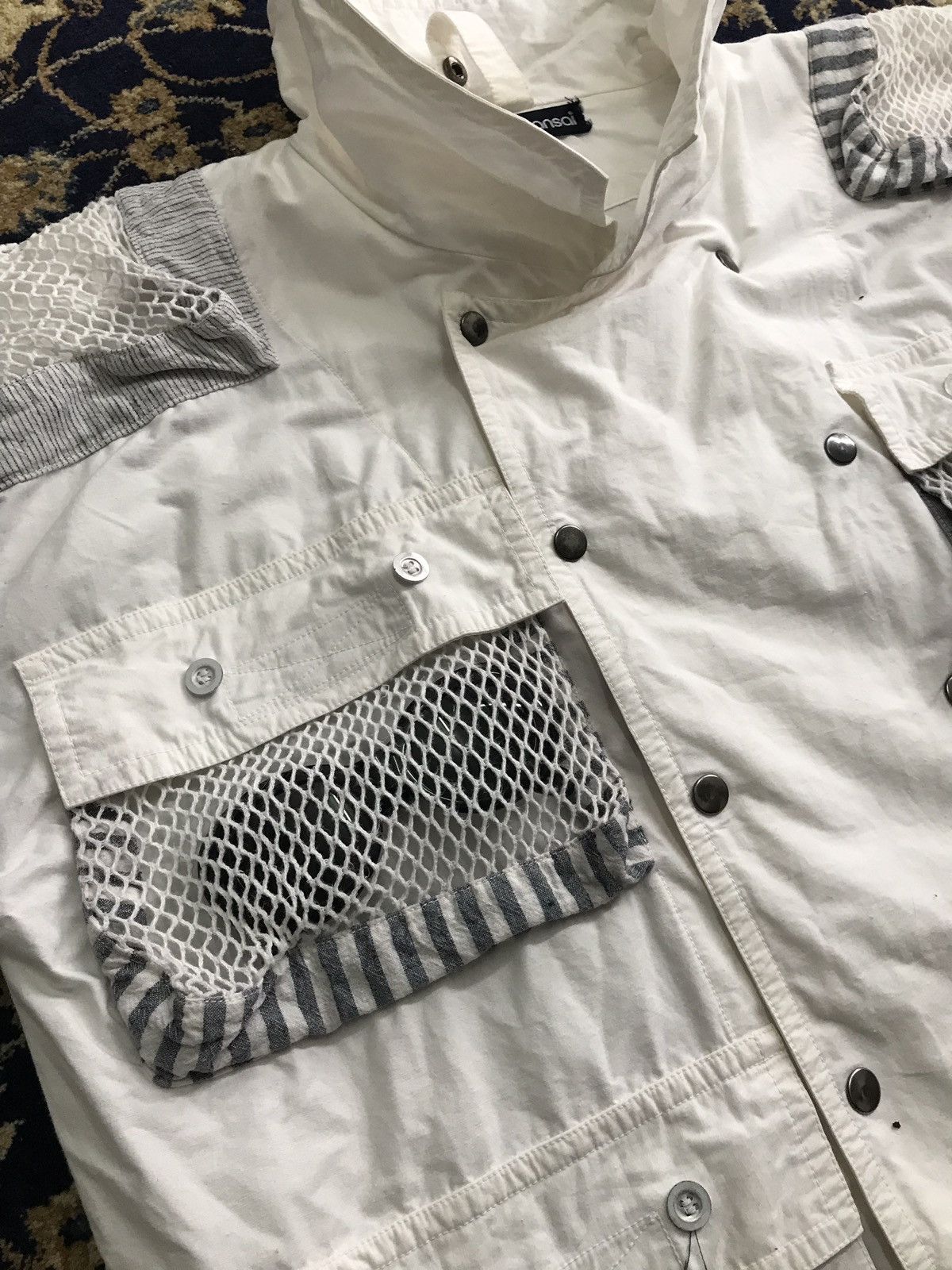 Kansai Yamamoto 1980's Kansai Yamamoto Multipocket Net Oversized Jacket Size US L / EU 52-54 / 3 - 14 Thumbnail
