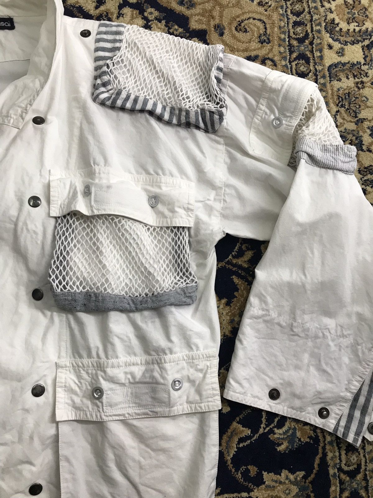 Kansai Yamamoto 1980's Kansai Yamamoto Multipocket Net Oversized Jacket Size US L / EU 52-54 / 3 - 7 Thumbnail