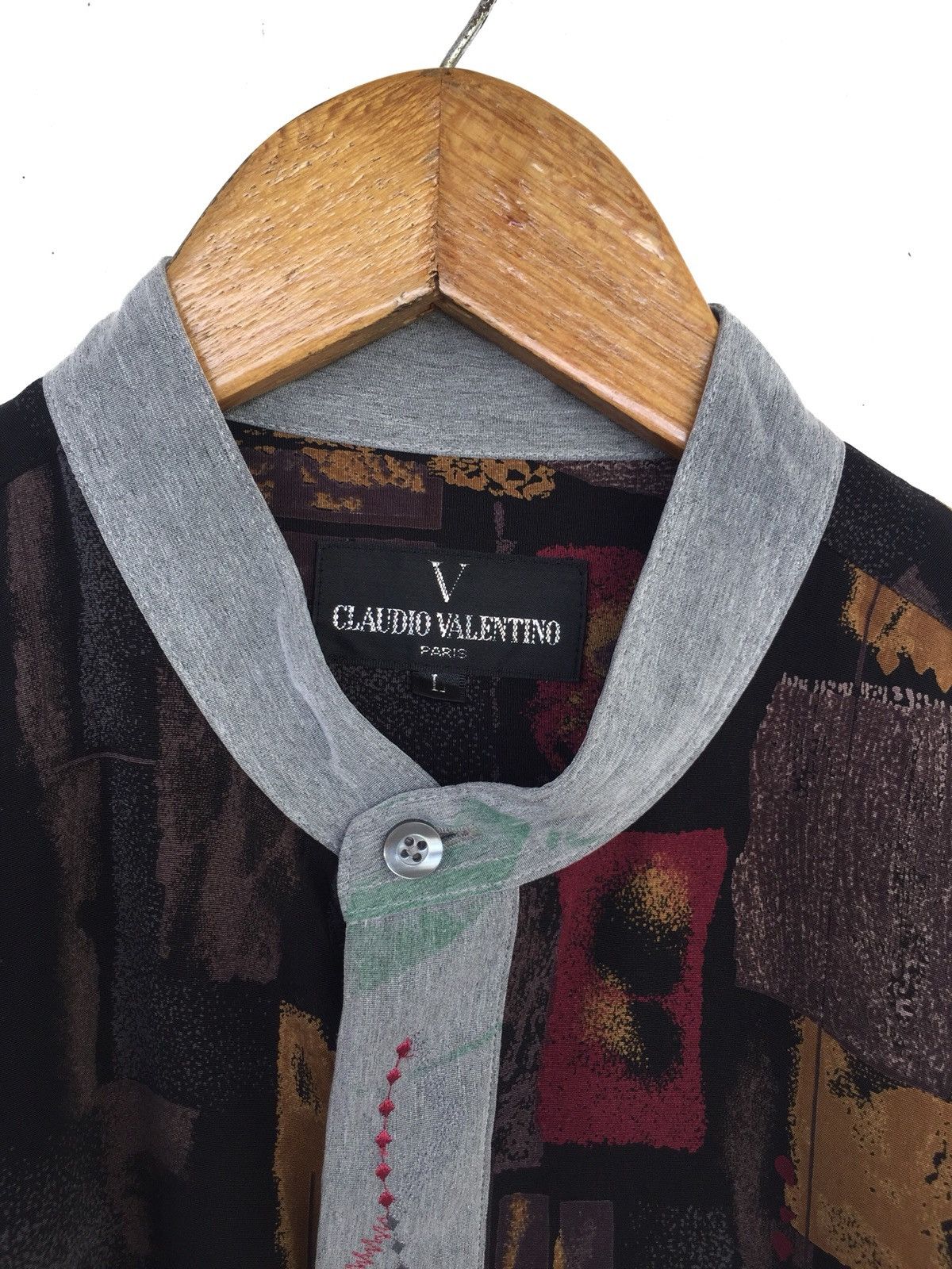 Valentino 90s Valentino Multicolor Art Patchwork B/D Shirt Size US L / EU 52-54 / 3 - 6 Thumbnail