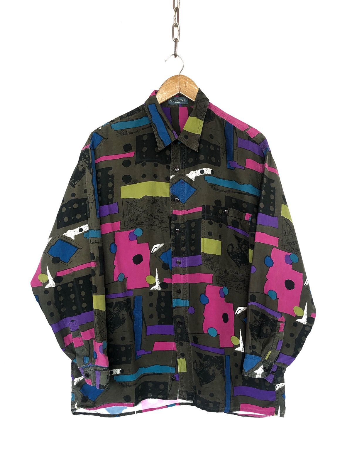 Art Comes First 90s Elcoro Homme 🇯🇵 Pop Art Silk Button Down Shirt Size US L / EU 52-54 / 3 - 1 Thumbnail