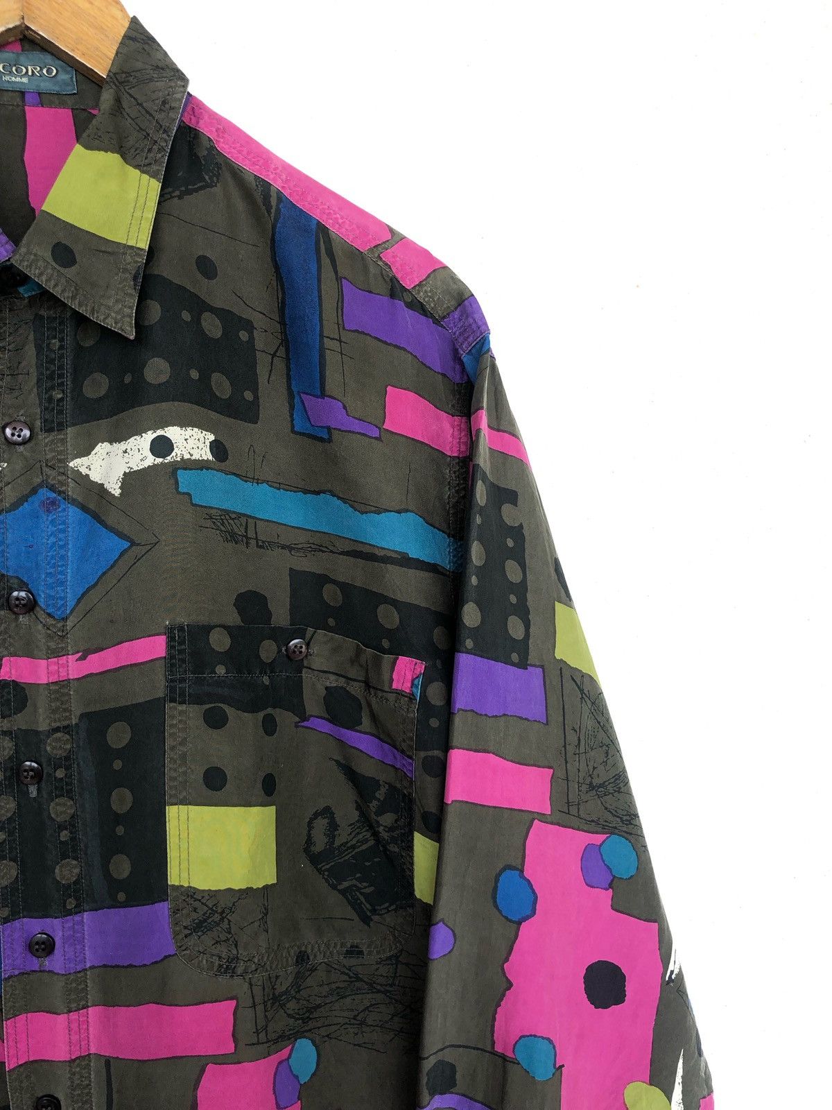 Art Comes First 90s Elcoro Homme 🇯🇵 Pop Art Silk Button Down Shirt Size US L / EU 52-54 / 3 - 3 Thumbnail