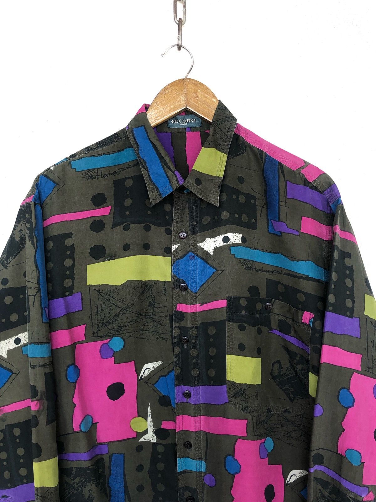 Art Comes First 90s Elcoro Homme 🇯🇵 Pop Art Silk Button Down Shirt Size US L / EU 52-54 / 3 - 2 Thumbnail