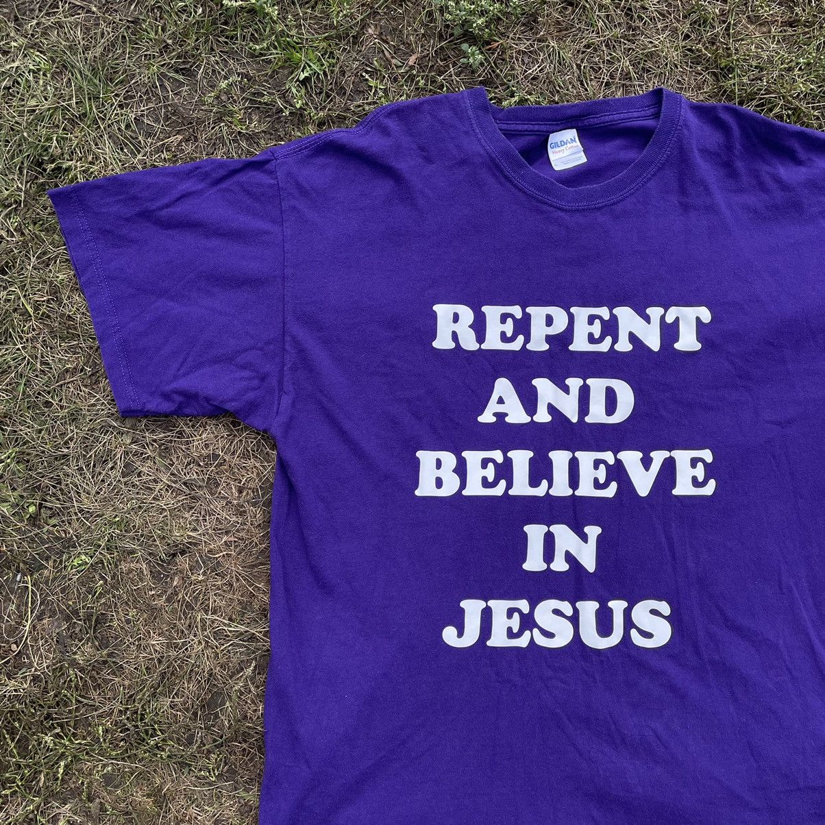 Vintage Vintage 90s Y2K Religious Graphic Tee Purple Oversized L Size US L / EU 52-54 / 3 - 4 Thumbnail