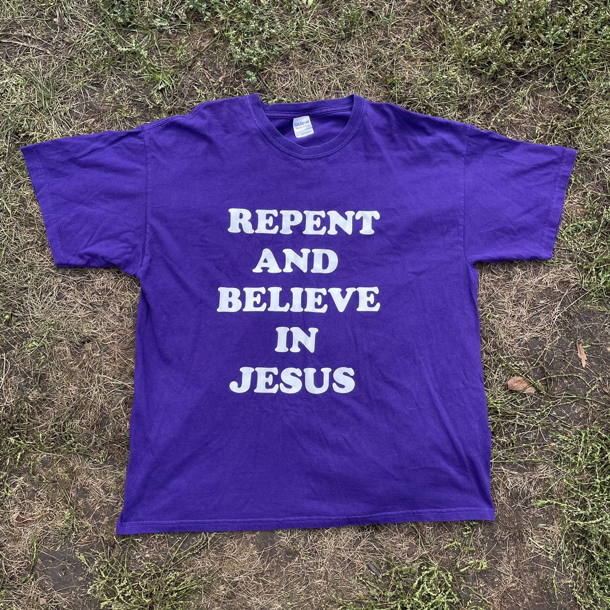 Vintage Vintage 90s Y2K Religious Graphic Tee Purple Oversized L Size US L / EU 52-54 / 3 - 1 Thumbnail