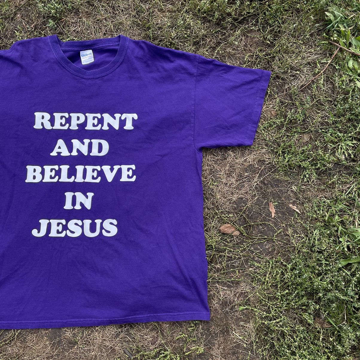 Vintage Vintage 90s Y2K Religious Graphic Tee Purple Oversized L Size US L / EU 52-54 / 3 - 3 Thumbnail