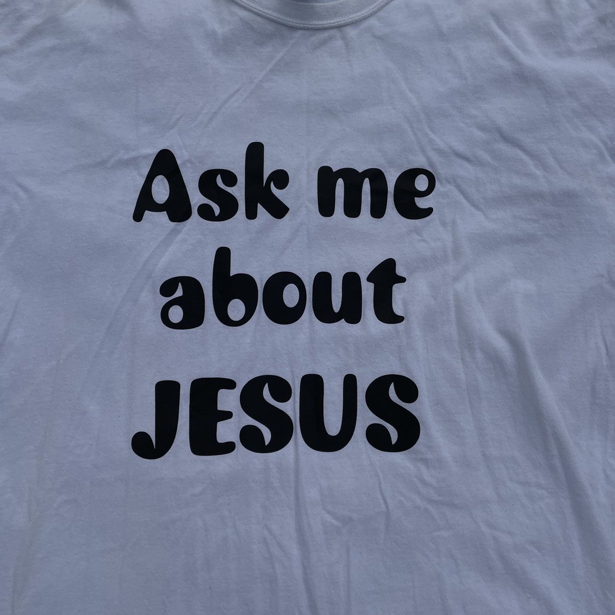 Vintage Vintage 90s Graphic Tee Ask Me About Jesus Religion Streetwe Size US XL / EU 56 / 4 - 4 Thumbnail