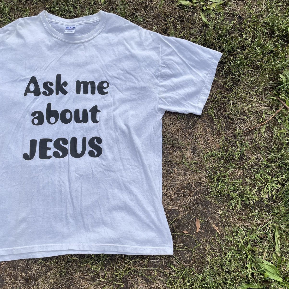 Vintage Vintage 90s Graphic Tee Ask Me About Jesus Religion Streetwe Size US XL / EU 56 / 4 - 2 Thumbnail