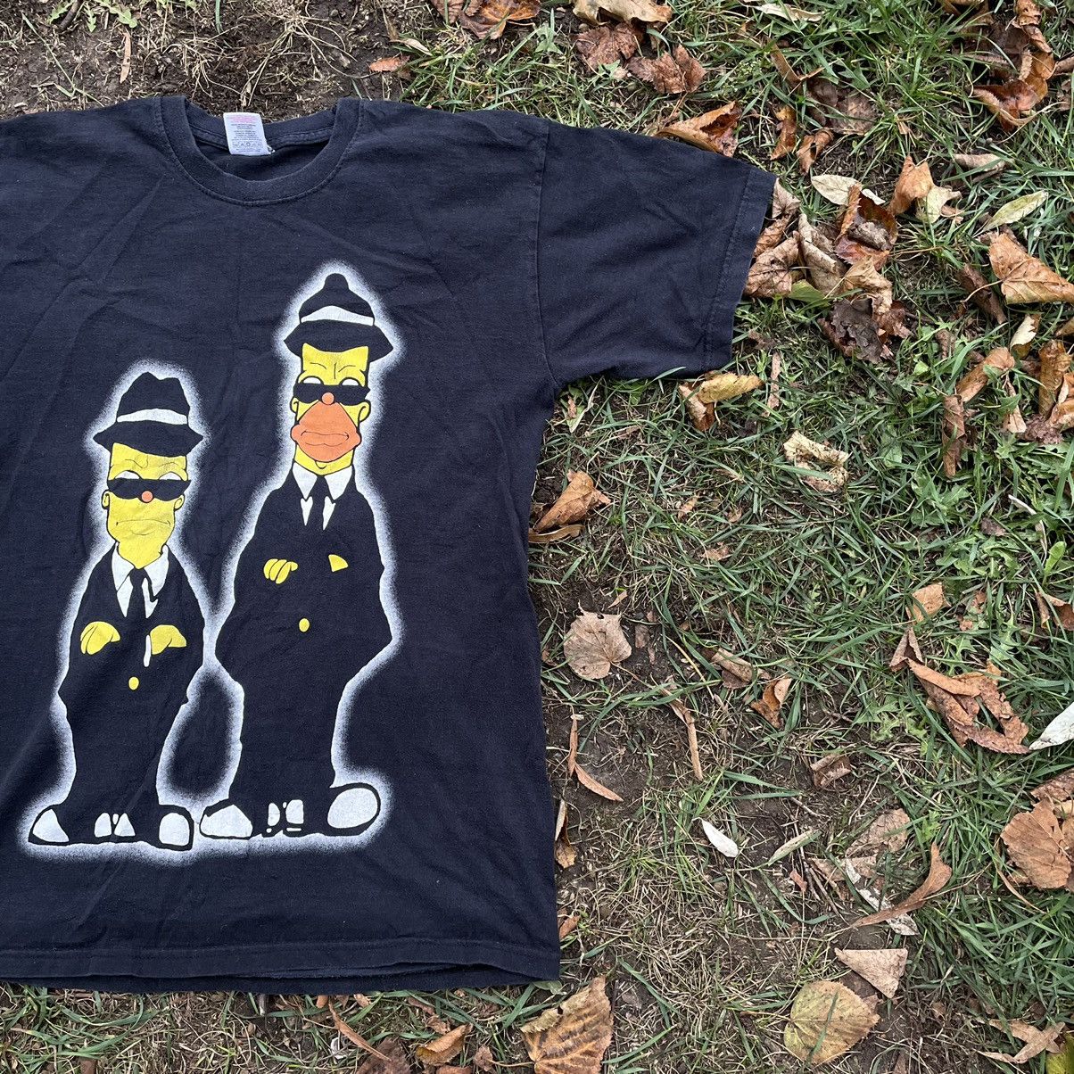 Cartoon Network Vintage 90s 007 Bart Homer Faded Tee Face Horror Print Band Size US M / EU 48-50 / 2 - 2 Thumbnail