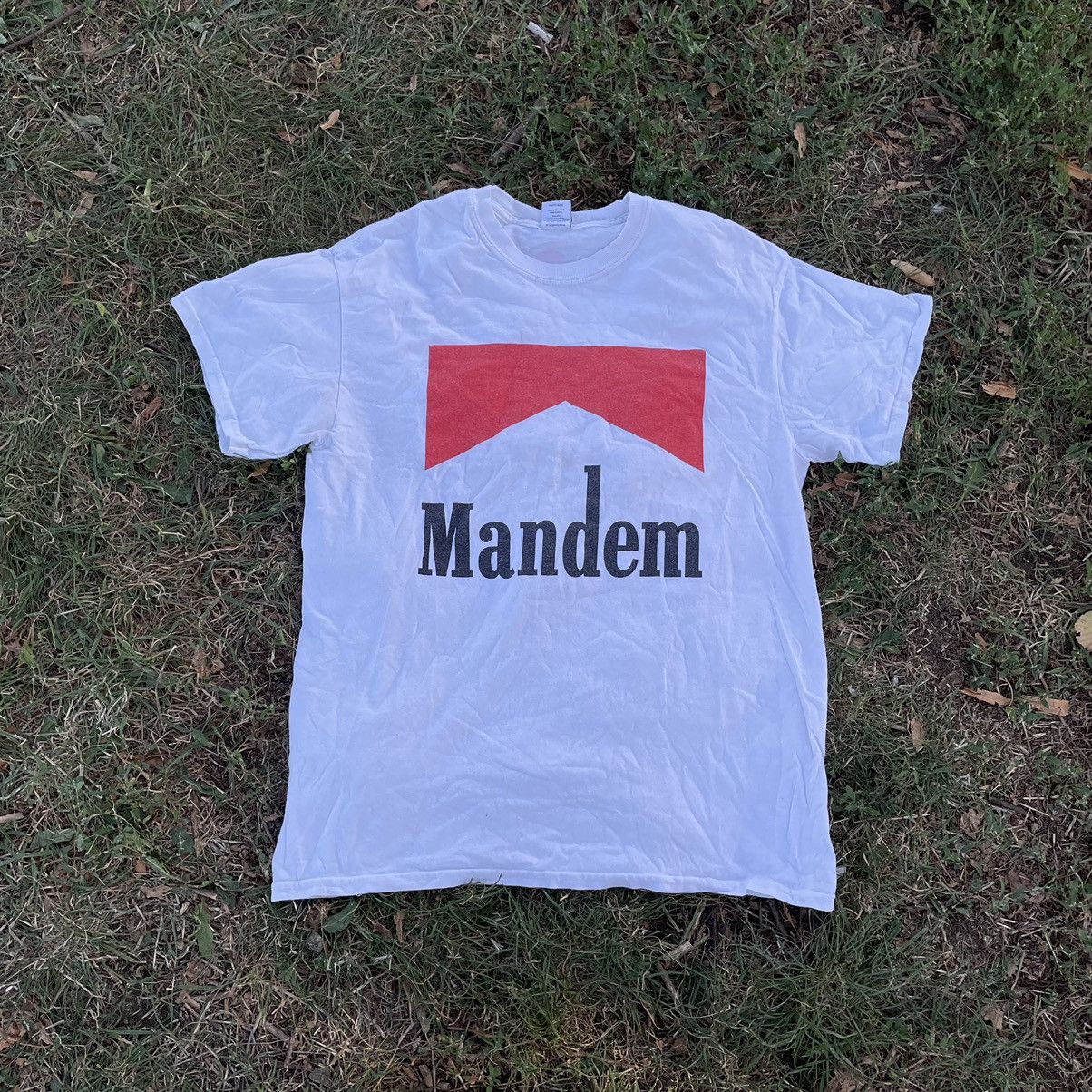 Vintage Vintage Y2K Graphic Tee Mandem Humor Faded White Swag Slim M Size US M / EU 48-50 / 2 - 1 Thumbnail