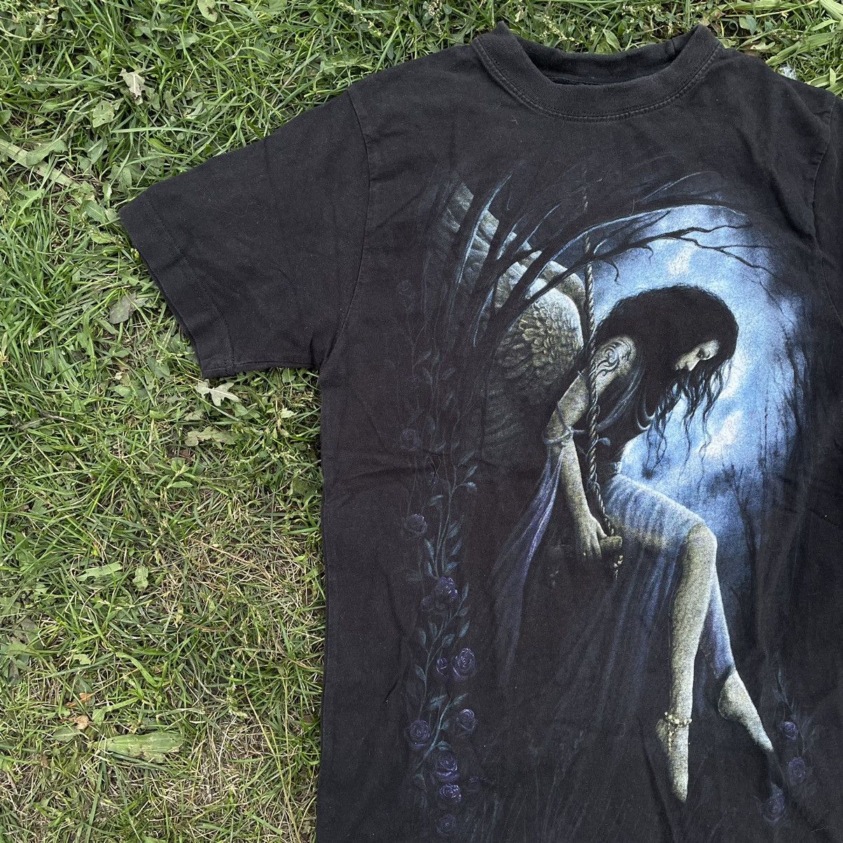 Vintage Vintage Y2K Goth Graphic Tee Vamp Dark Academia Black Slim S Size US S / EU 44-46 / 1 - 3 Thumbnail