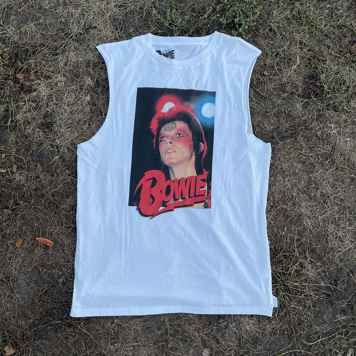 Band Tees Vintage Y2K White Tee Bowie Face Print Band Tour Rock Tee Size US XL / EU 56 / 4 - 1 Thumbnail