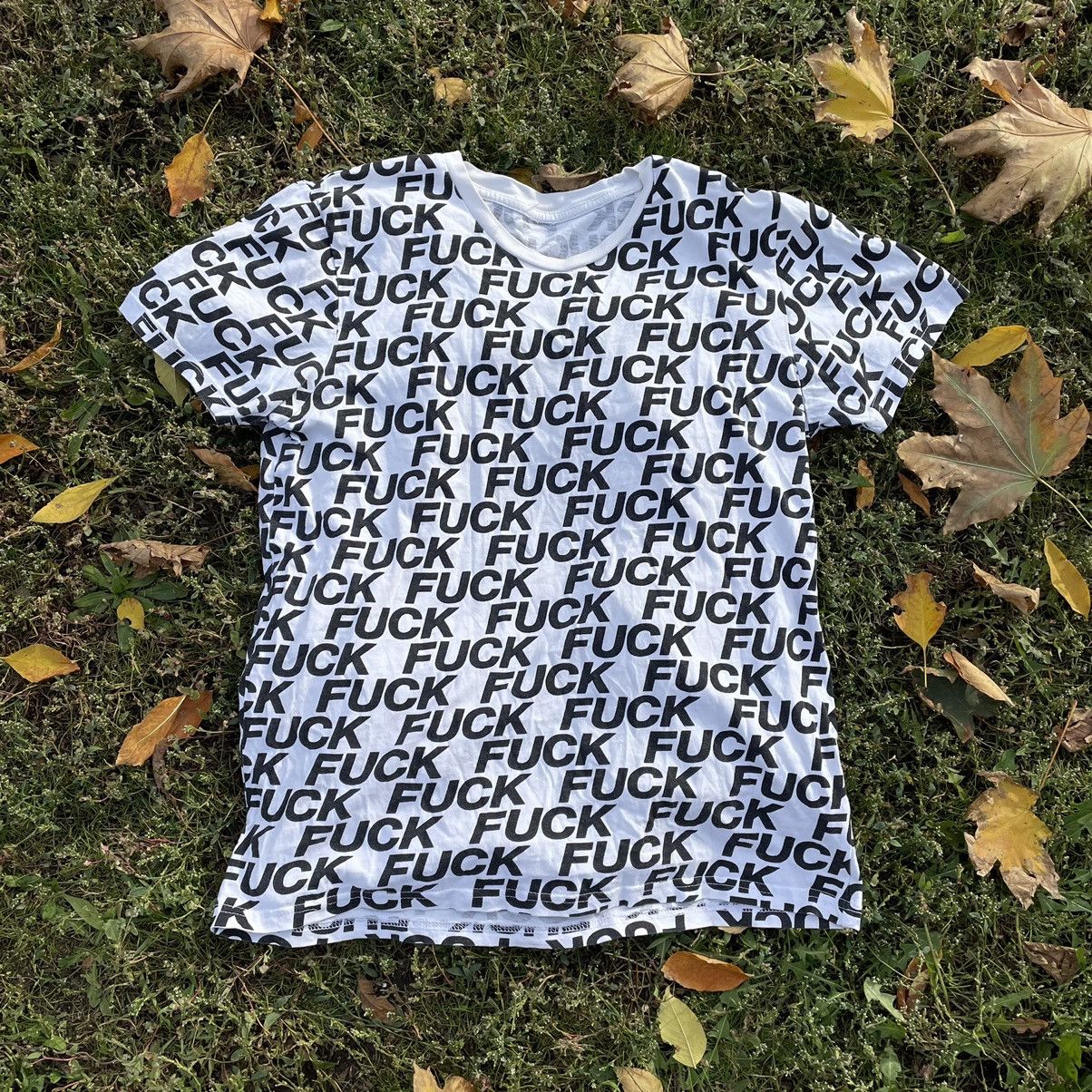 Vintage Y2K All Over Print Graphic Tee Faded Humor Streetwear Slim M Size US M / EU 48-50 / 2 - 1 Thumbnail