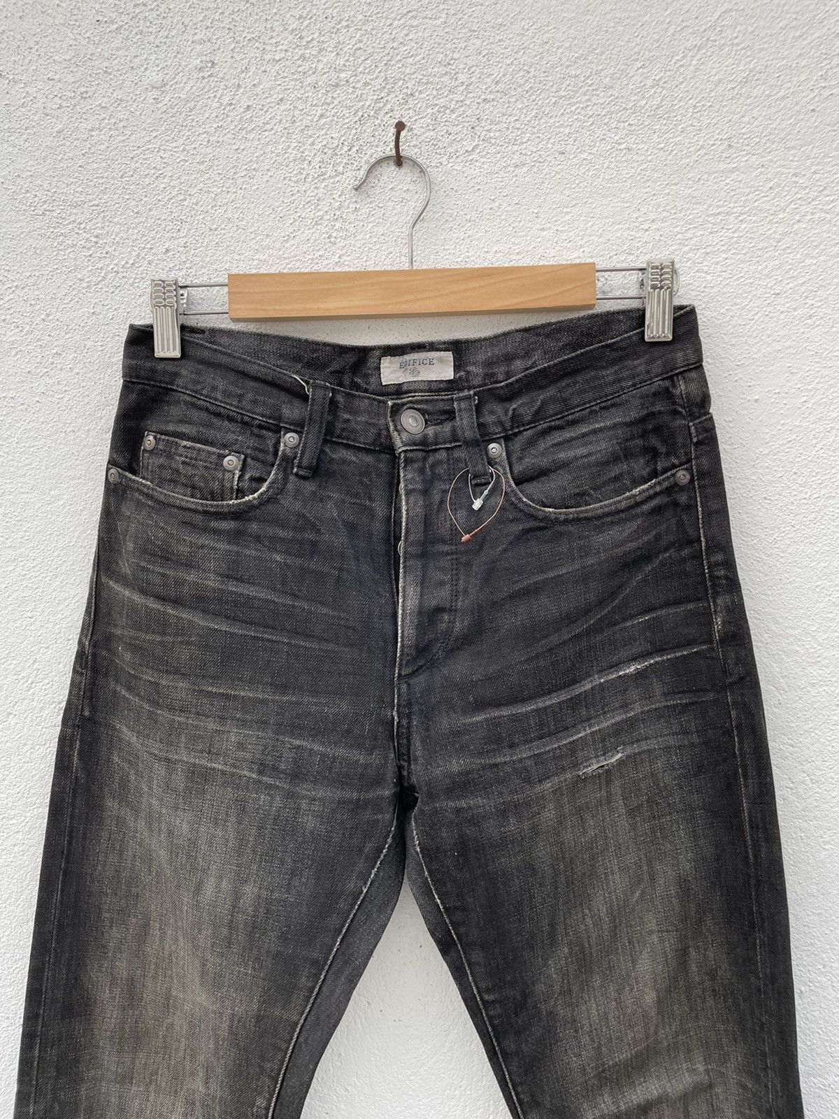 Edifice Japan EDIFICE Distressed BLack Wash Denim Jeans Size US 30 / EU 46 - 2 Thumbnail