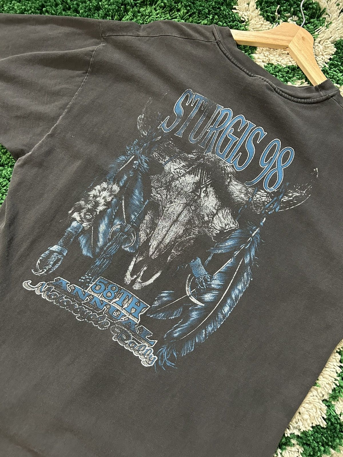 image of Vintage 1998 Sturgis Motorcycle Rally T-Shirt in Black, Men's (Size XL)