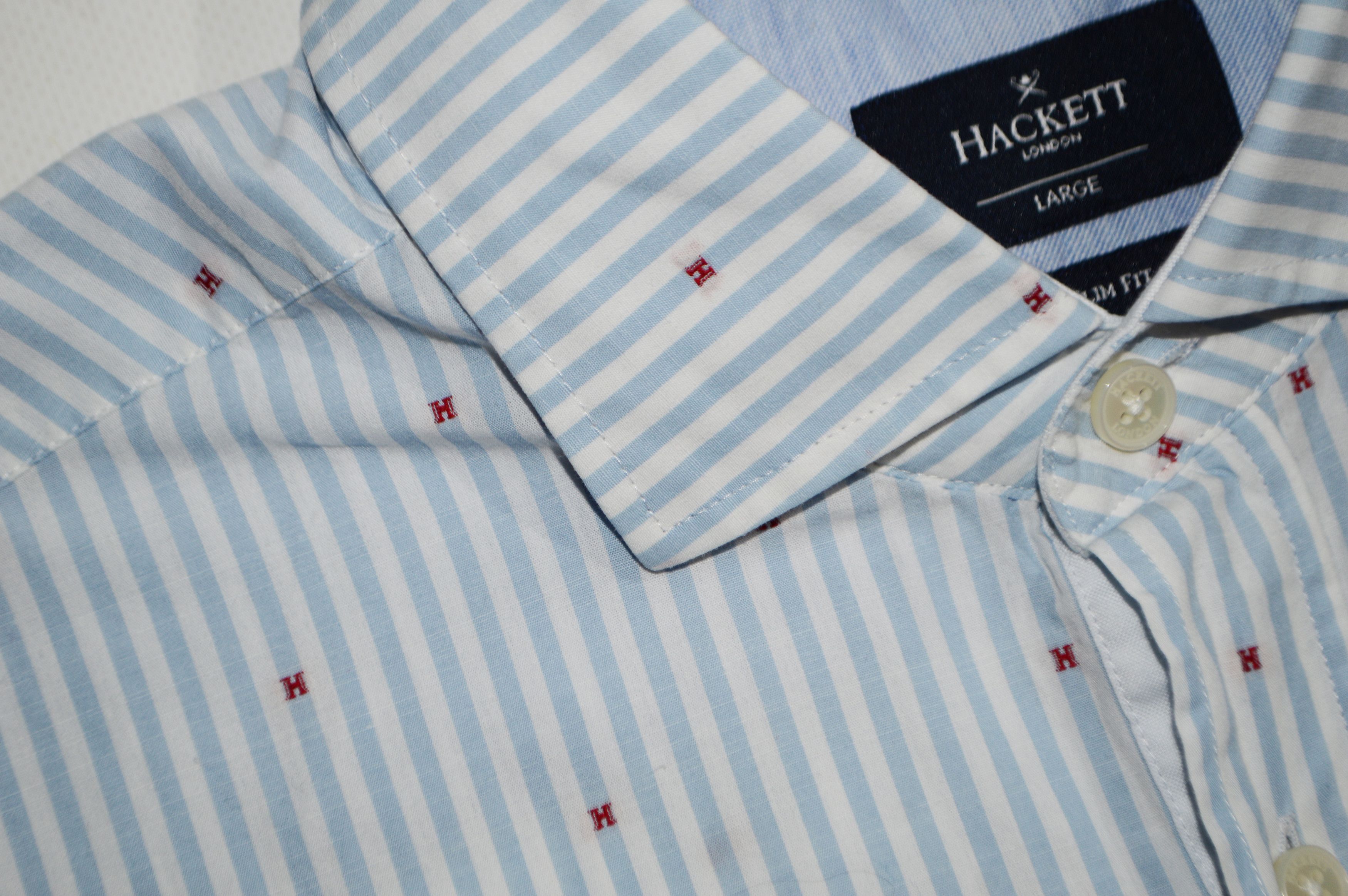 Hackett Hackett London Blue Striped Cotton Shirt Size US L / EU 52-54 / 3 - 4 Thumbnail