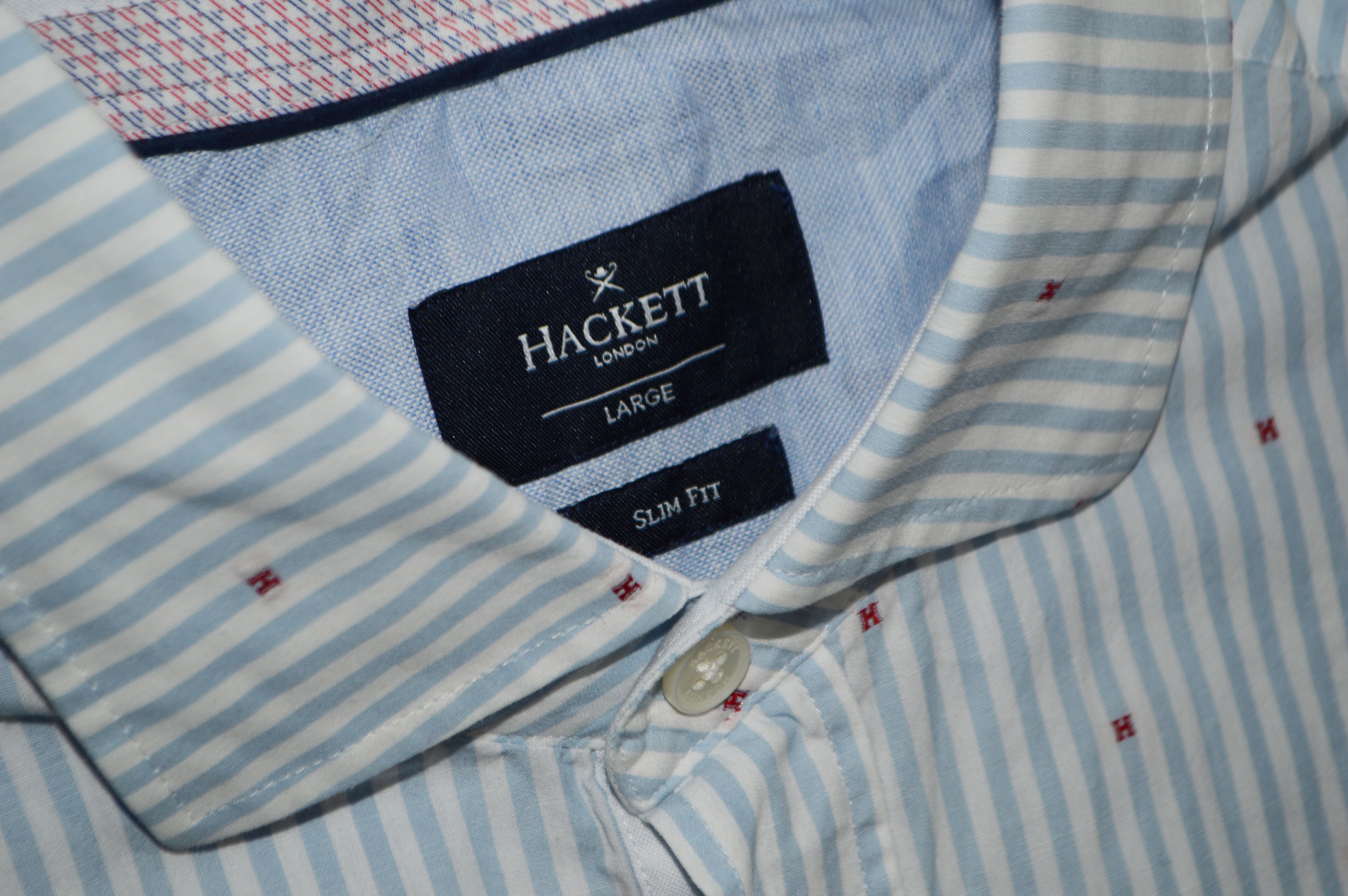 Hackett Hackett London Blue Striped Cotton Shirt Size US L / EU 52-54 / 3 - 5 Thumbnail