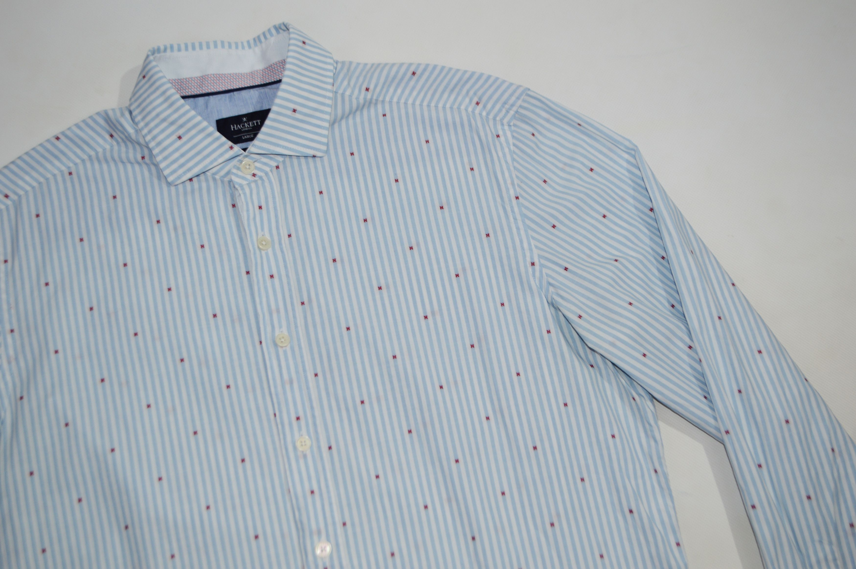 Hackett Hackett London Blue Striped Cotton Shirt Size US L / EU 52-54 / 3 - 2 Thumbnail