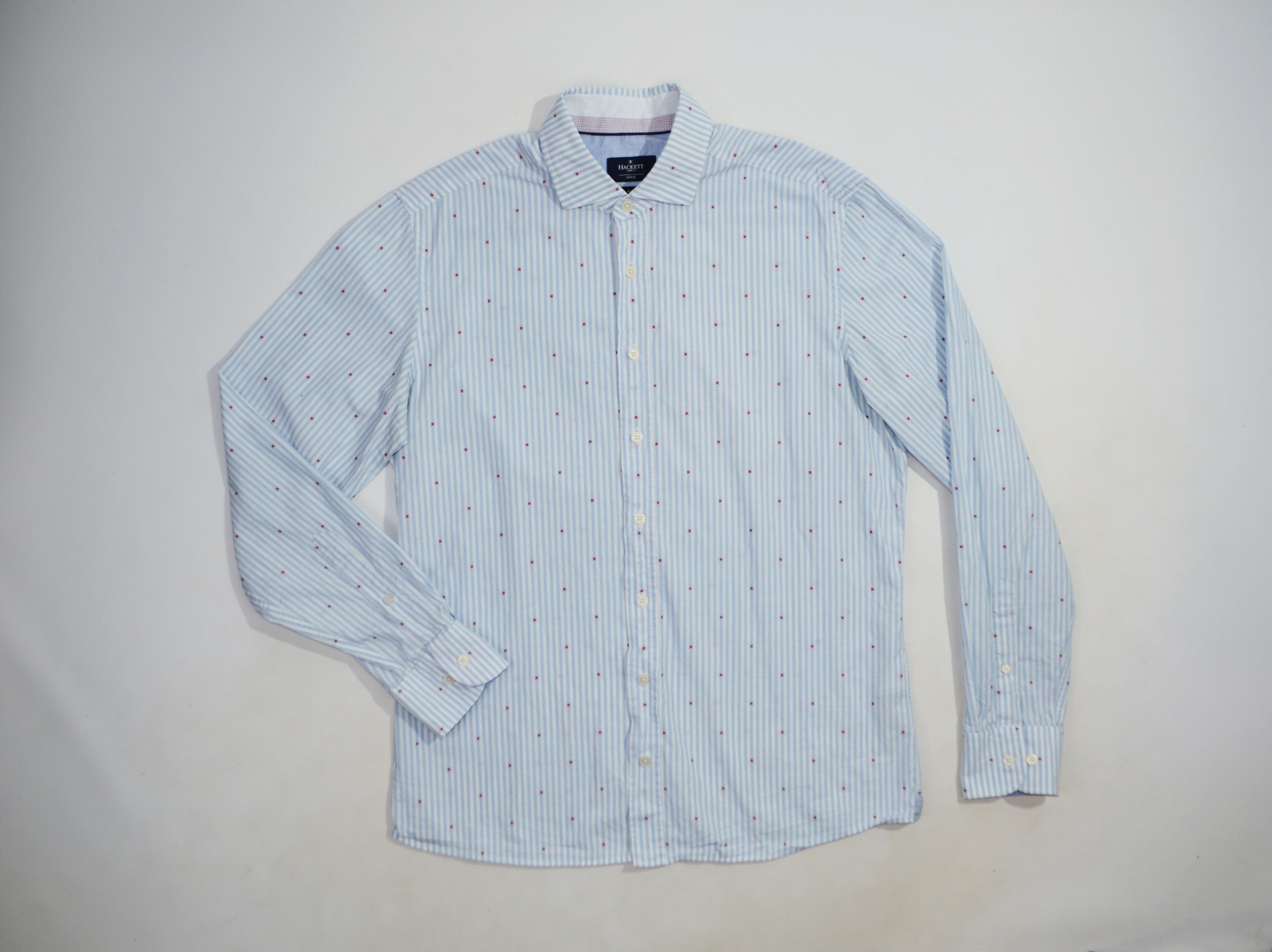 Hackett Hackett London Blue Striped Cotton Shirt Size US L / EU 52-54 / 3 - 1 Thumbnail
