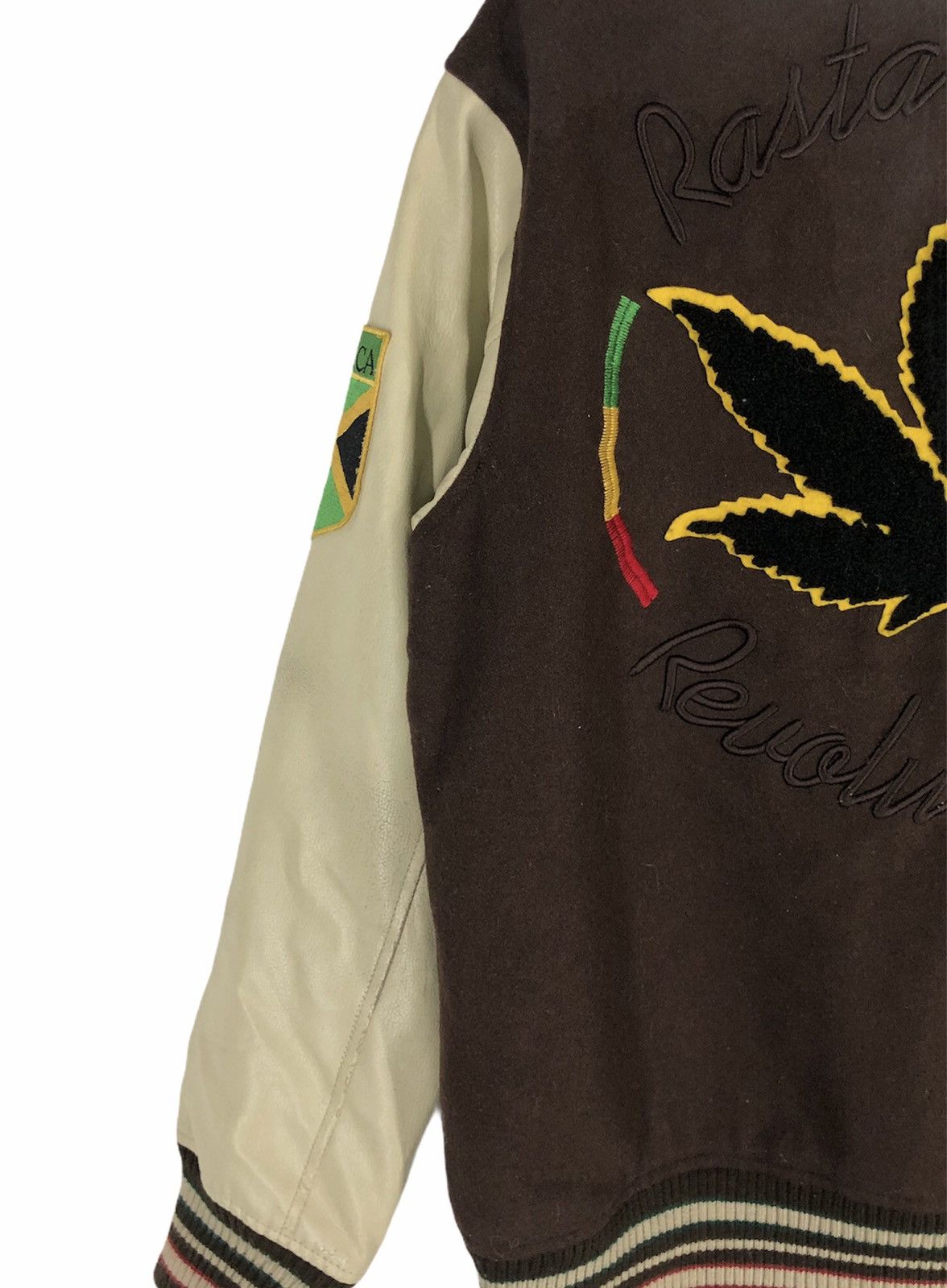Japanese Brand VINTAGE 90S CONART JAMAICA LEATHER SLEEVE VARSITY JACKET Size US M / EU 48-50 / 2 - 5 Thumbnail