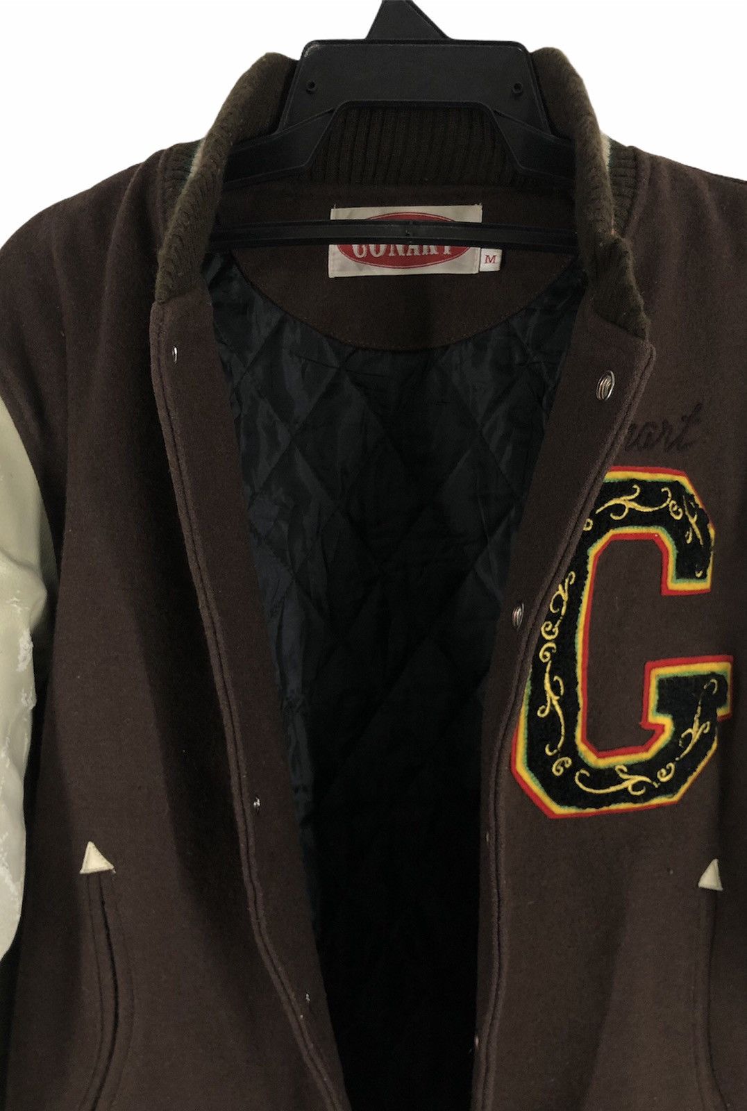 Japanese Brand VINTAGE 90S CONART JAMAICA LEATHER SLEEVE VARSITY JACKET Size US M / EU 48-50 / 2 - 14 Thumbnail