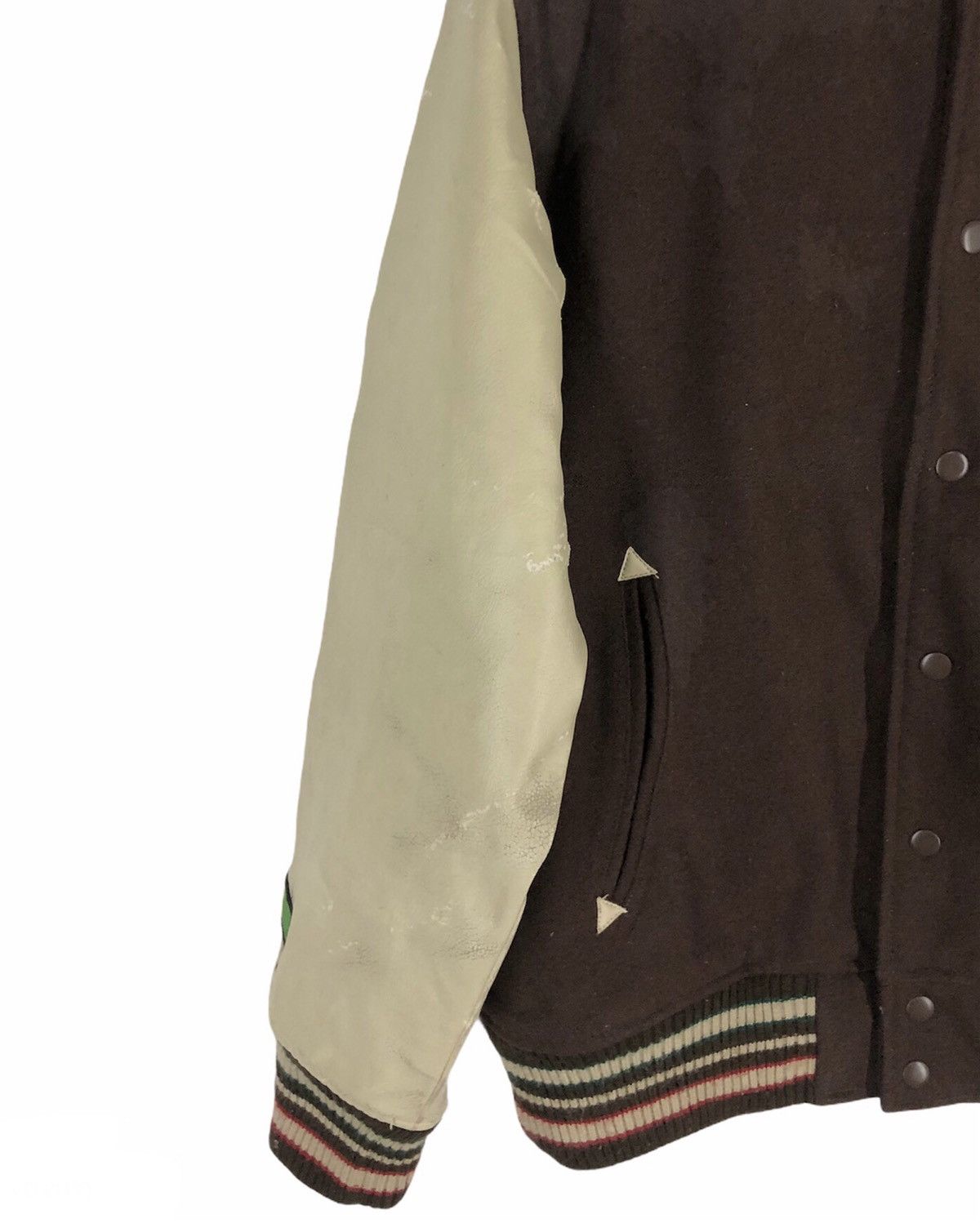 Japanese Brand VINTAGE 90S CONART JAMAICA LEATHER SLEEVE VARSITY JACKET Size US M / EU 48-50 / 2 - 8 Thumbnail