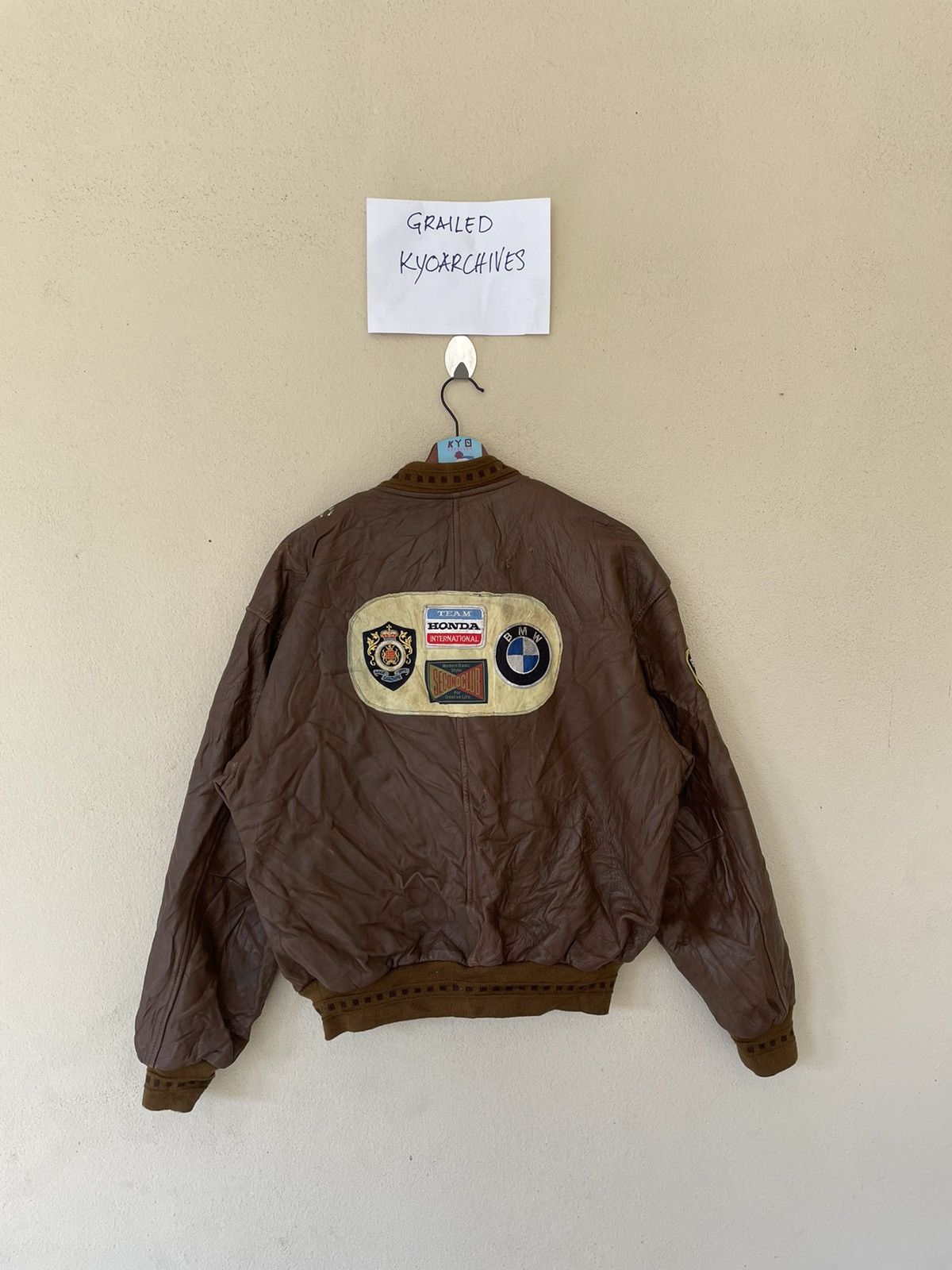 BMW × Honda × Vintage VTG RACING TEAM SYDNEY POLICE LEATHER CARDIGAN JACKET Size US M / EU 48-50 / 2 - 1 Thumbnail
