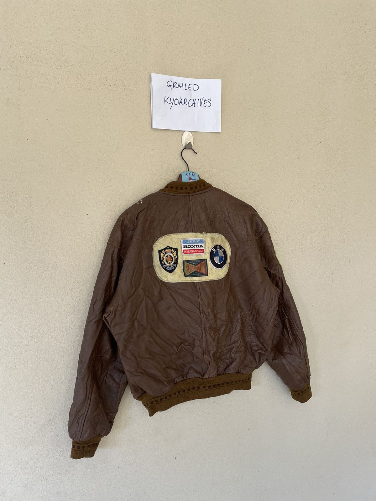 BMW × Honda × Vintage VTG RACING TEAM SYDNEY POLICE LEATHER CARDIGAN JACKET Size US M / EU 48-50 / 2 - 2 Thumbnail
