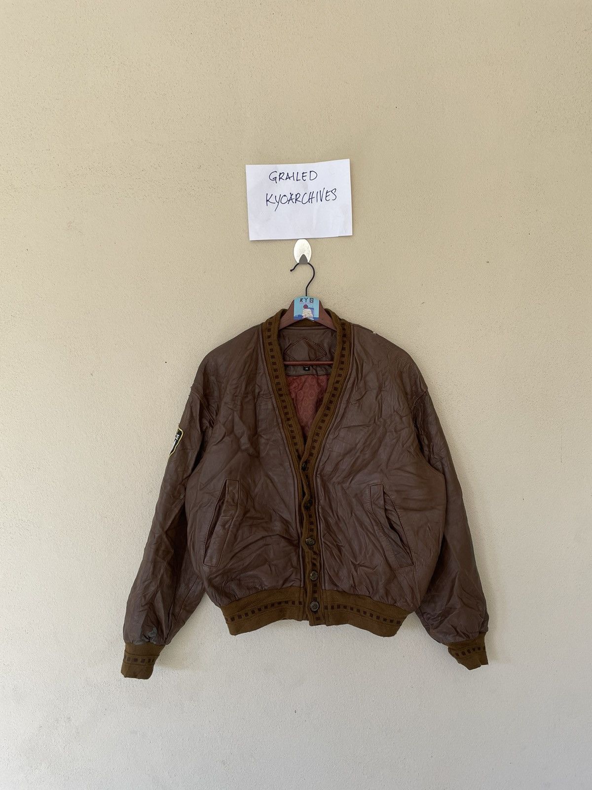 BMW × Honda × Vintage VTG RACING TEAM SYDNEY POLICE LEATHER CARDIGAN JACKET Size US M / EU 48-50 / 2 - 3 Thumbnail
