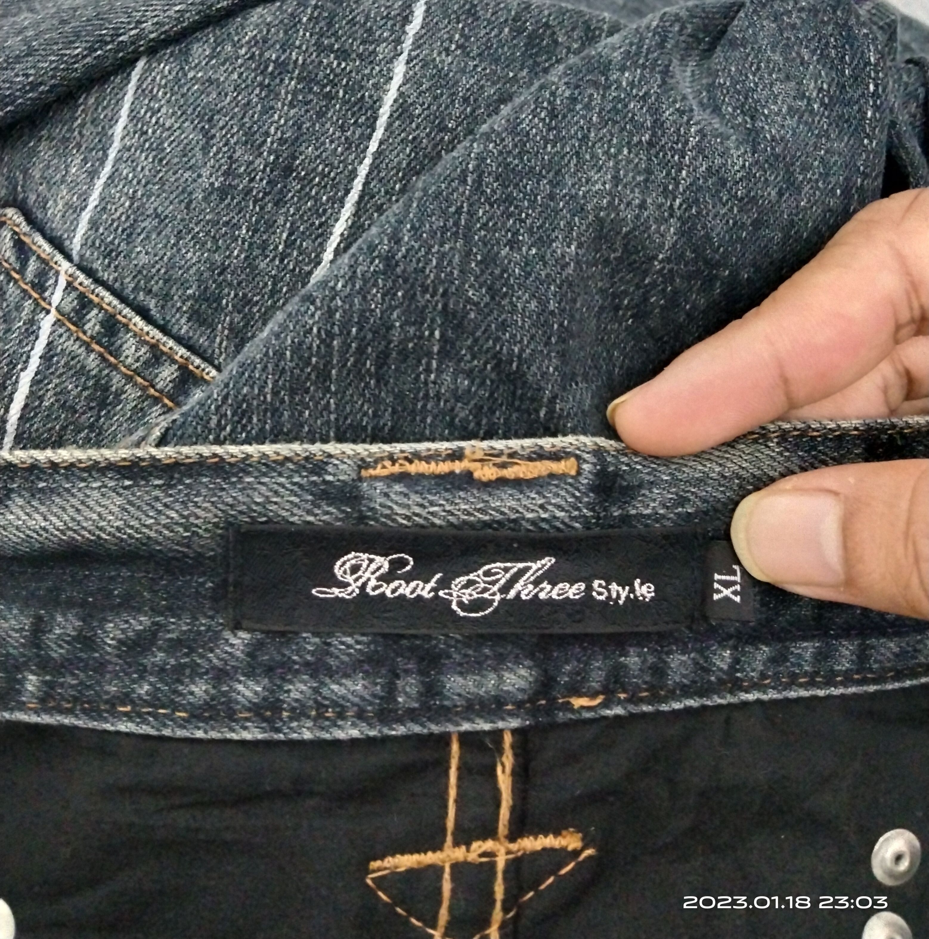 Japanese Brand FLARE LOW RISE🔥SUPER SICK ROOT THREE DENIM PANTS Size US 33 - 12 Thumbnail