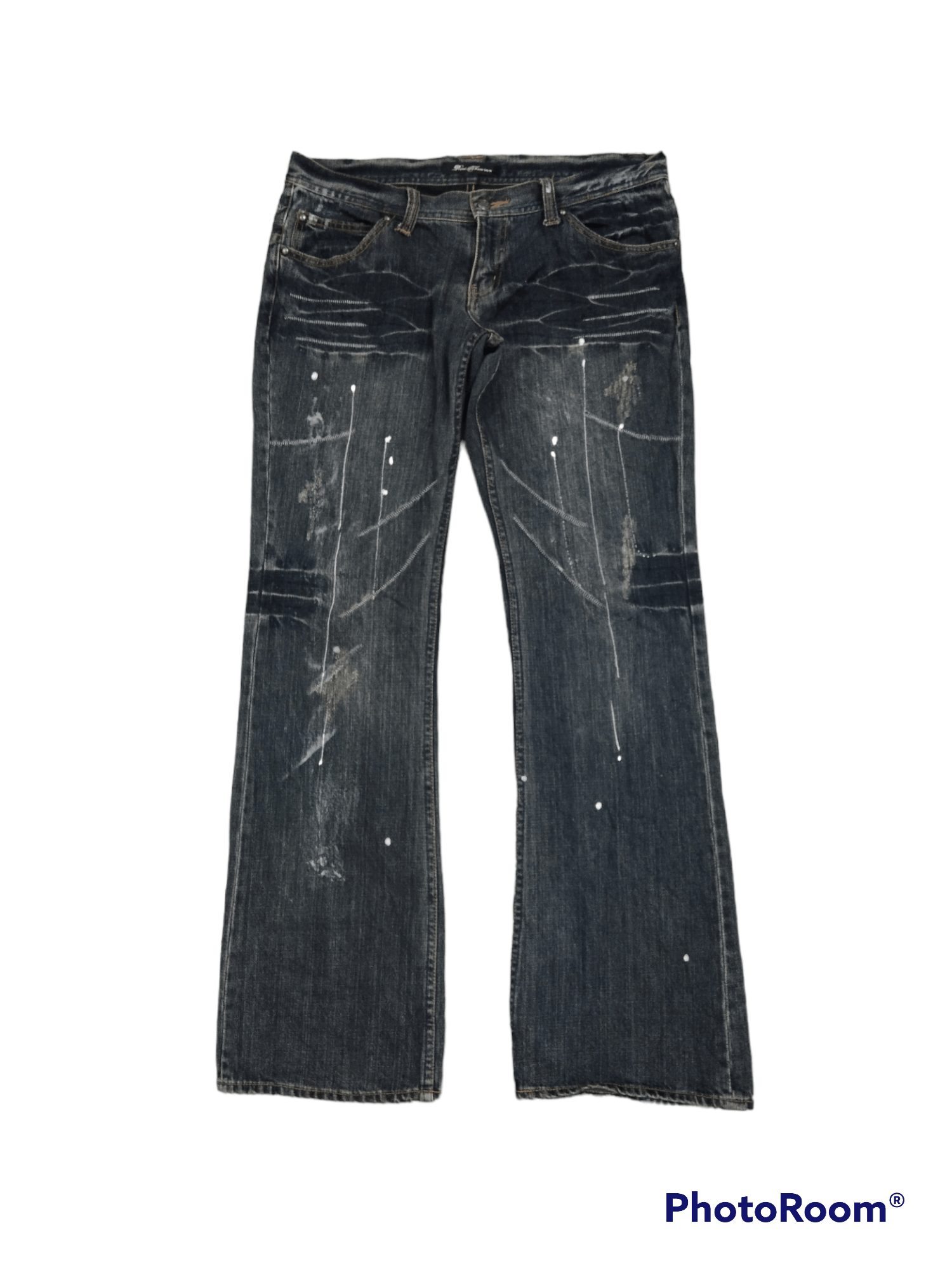 Japanese Brand FLARE LOW RISE🔥SUPER SICK ROOT THREE DENIM PANTS Size US 33 - 2 Thumbnail