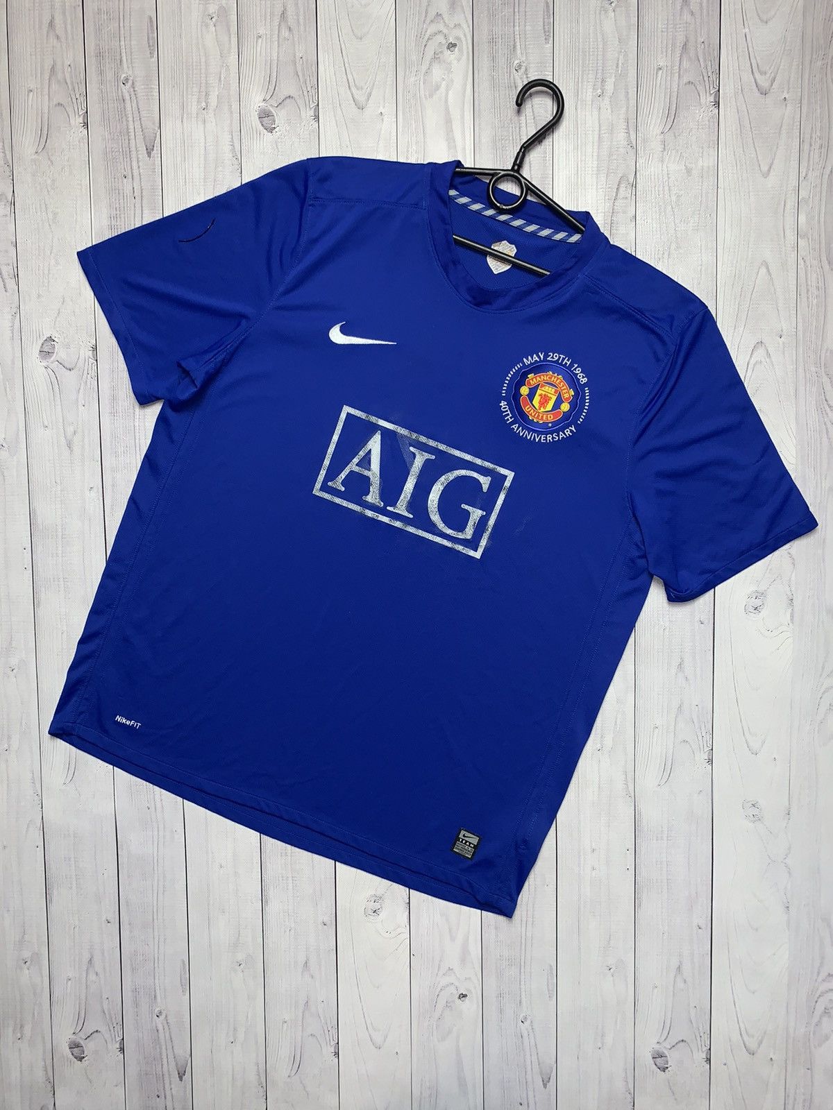 Nike × Vintage Vintage Nike Manchester United Nike blue away Size US L / EU 52-54 / 3 - 1 Thumbnail