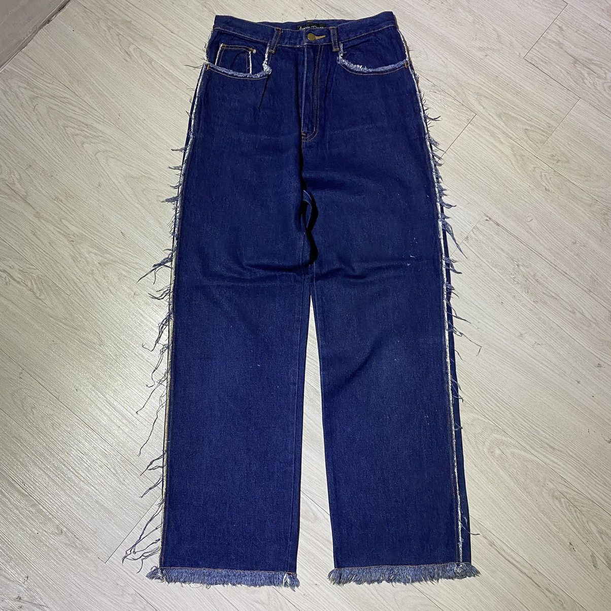 Amore Pure Distressed Unfinished Wide Denim Pants