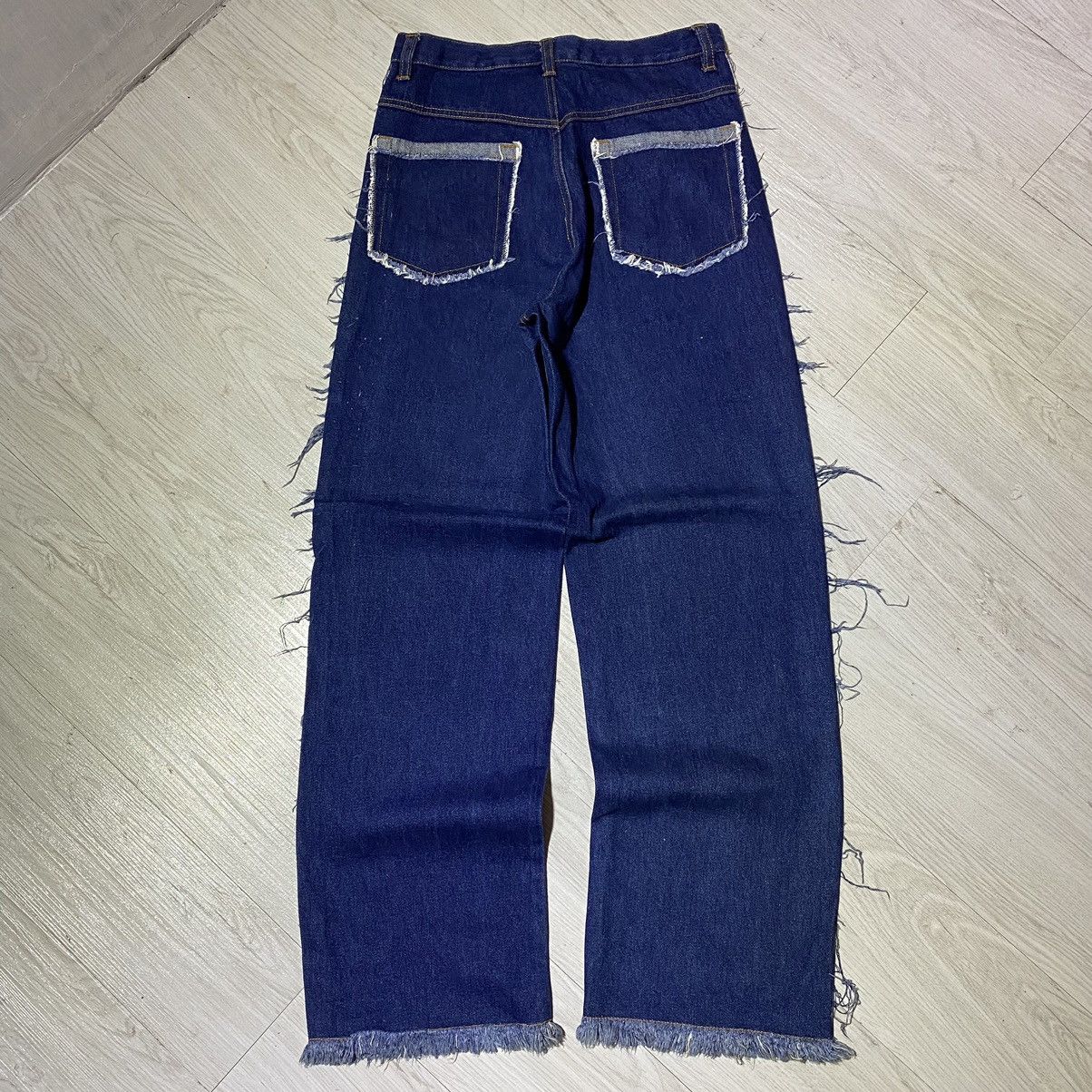 If Six Was Nine × Le Grande Bleu (L.G.B.) Amore Pure Distressed Unfinished Wide Denim Pants Size 37" - 2 Thumbnail