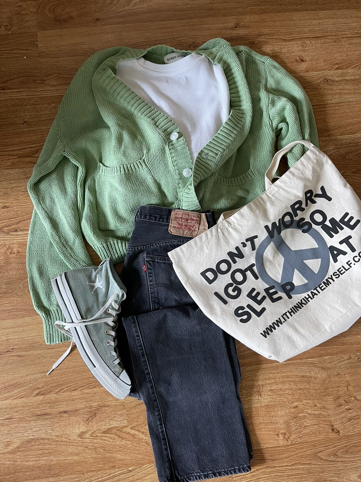 image of Ruben Kone Cardigan Sweater in Green, Men's (Size Large)
