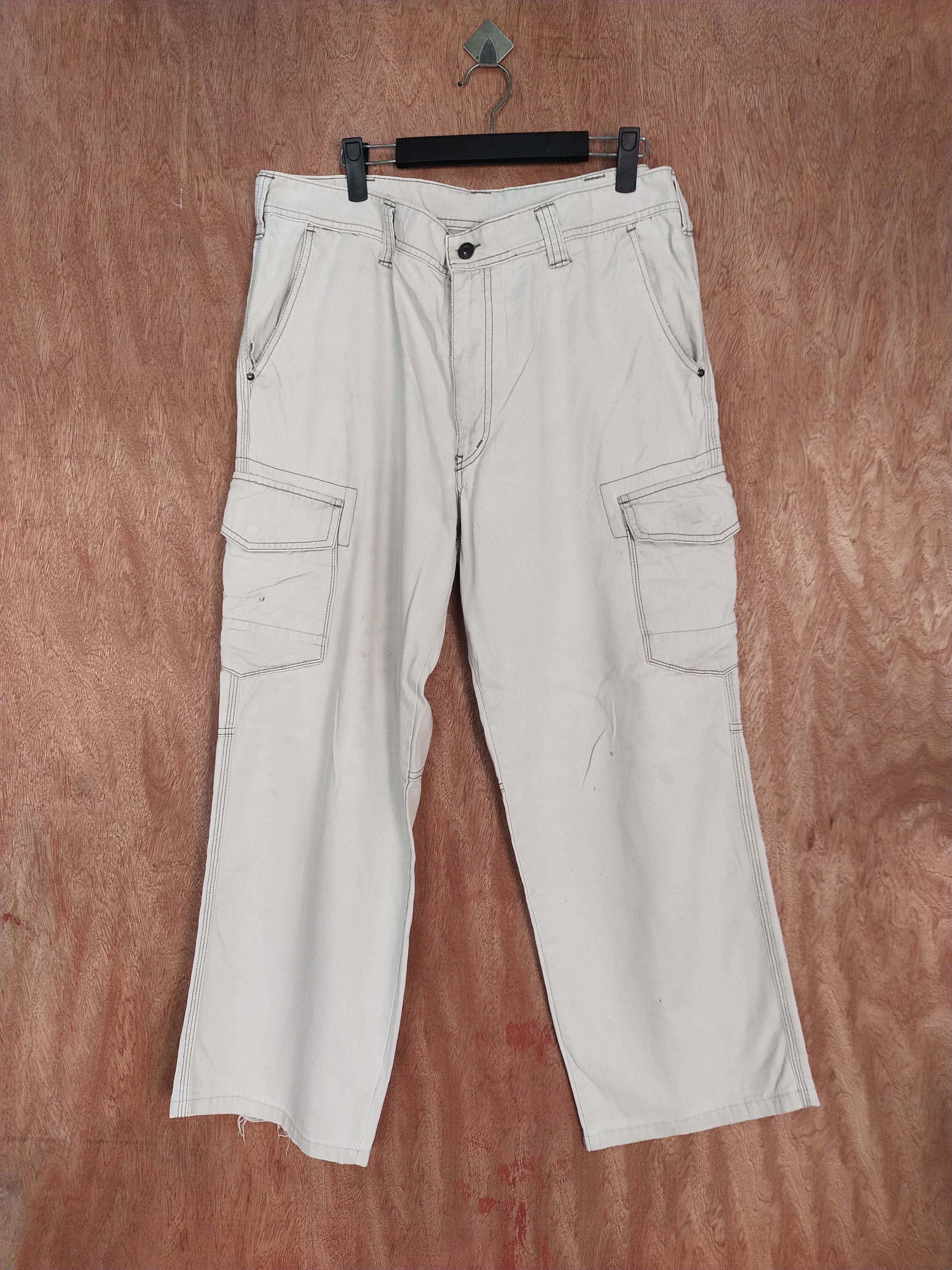 image of Stay Dirty Even River White Thrashed Utility Cargo Pants S128, Men's (Size 36)