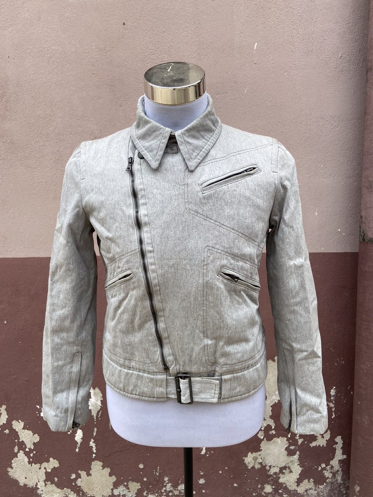 A.P.C. VIBTAGE APC ASYMMETRICAL ZIP AND BELTED WAIST BIKER JACKET Size US S / EU 44-46 / 1 - 2 Thumbnail