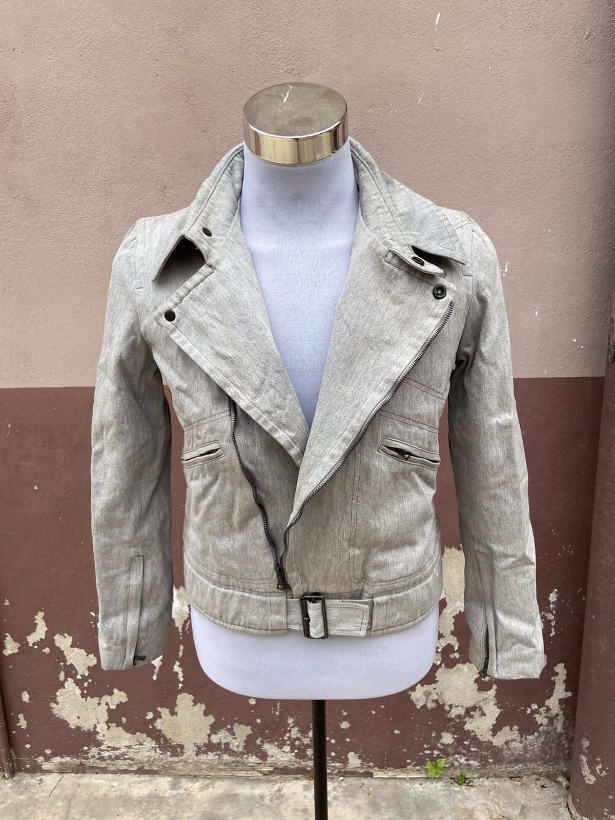 A.P.C. VIBTAGE APC ASYMMETRICAL ZIP AND BELTED WAIST BIKER JACKET Size US S / EU 44-46 / 1 - 1 Thumbnail
