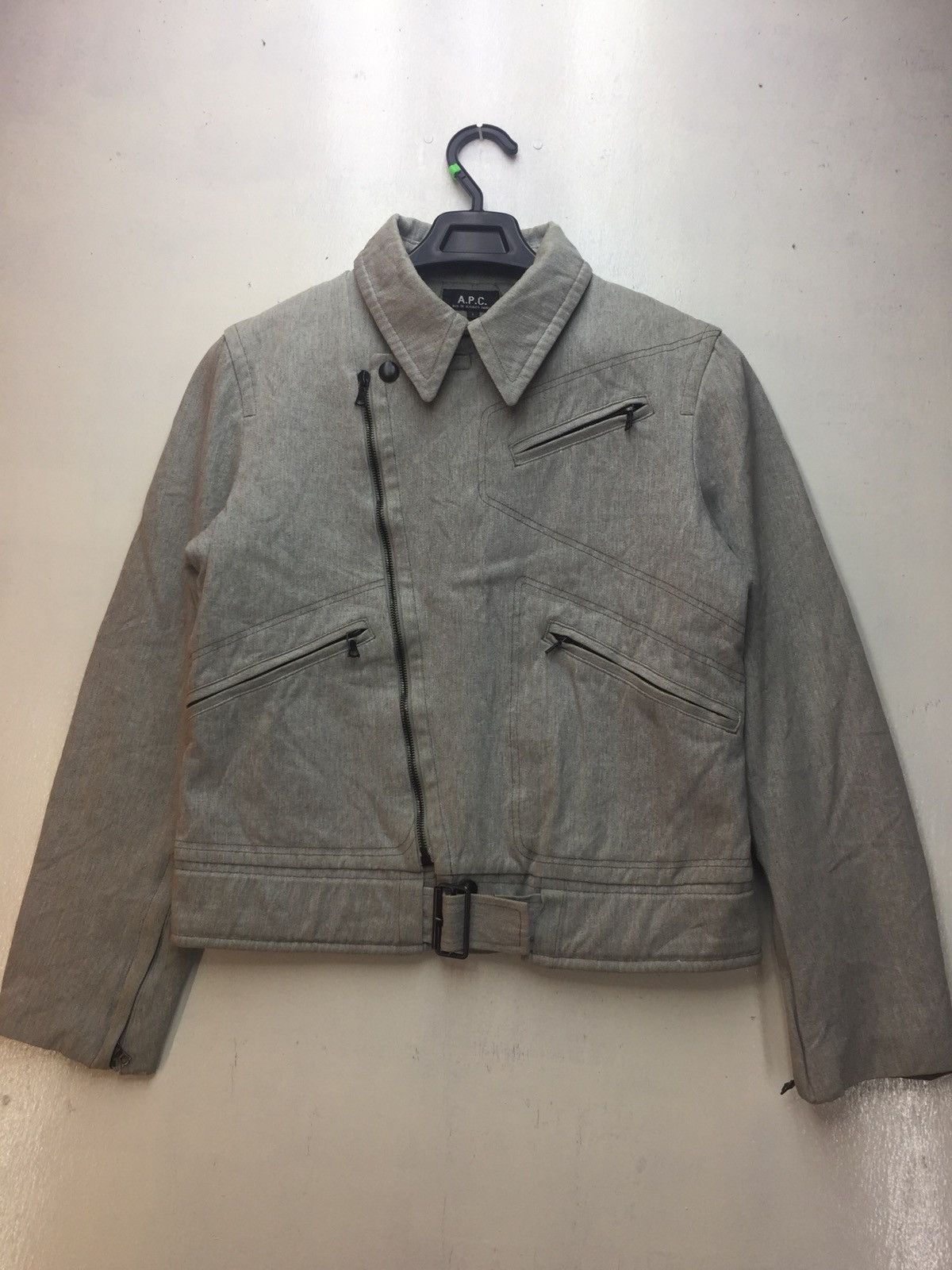 A.P.C. VIBTAGE APC ASYMMETRICAL ZIP AND BELTED WAIST BIKER JACKET Size US S / EU 44-46 / 1 - 4 Thumbnail