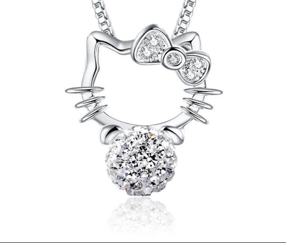 Jewelry Hello Kitty Pendant Necklace With Shine Pearl Size ONE SIZE - 1 Thumbnail