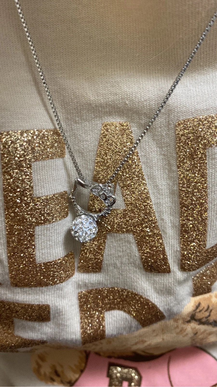 Jewelry Hello Kitty Pendant Necklace With Shine Pearl Size ONE SIZE - 4 Thumbnail