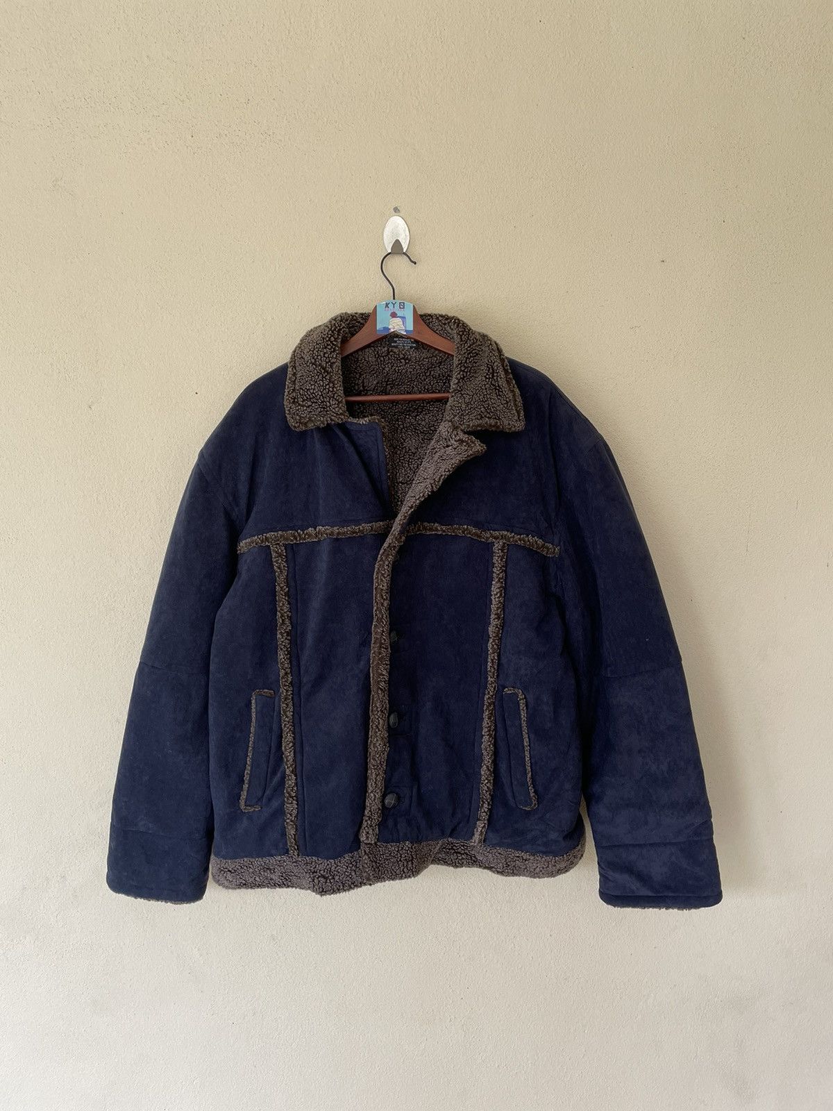Japanese Brand × Vintage VINTAGE FLY BEANS SPORTS SHEARLING JACKET Size US XL / EU 56 / 4 - 1 Thumbnail