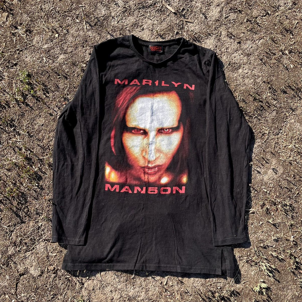 Vintage Vintage Y2K Marilyn Manson Band Tee Sun Faded Grunge Slim XL Size US XL / EU 56 / 4 - 1 Thumbnail