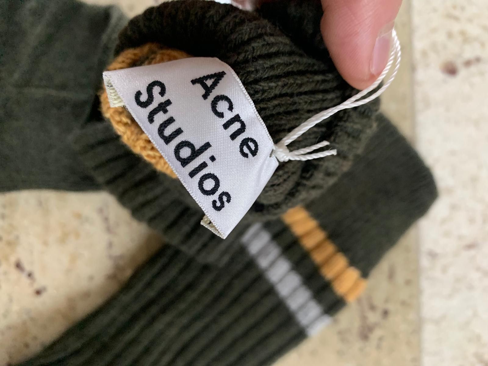Acne Studios Ollie Wool Socks in Olive Size 46 - 6 Thumbnail