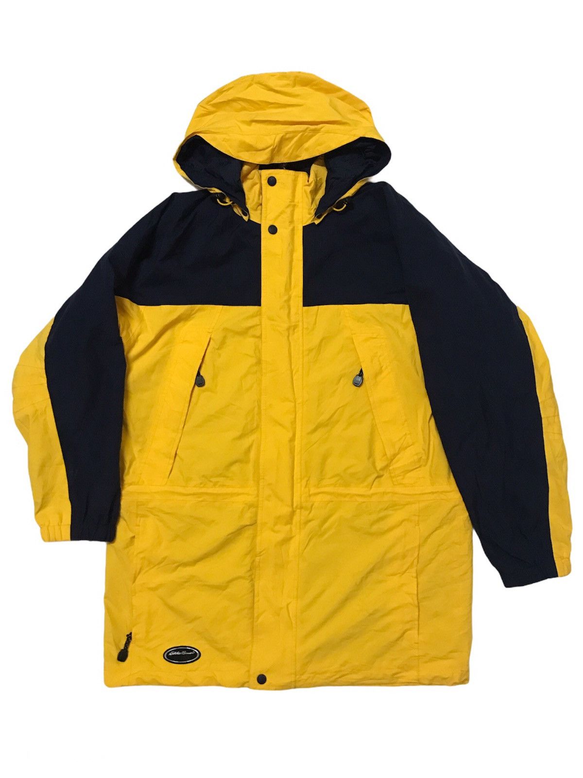 image of Vintage Eddie Bauer Ebtek Nylon Jacket in Navy/Yellow, Men's (Size Small)