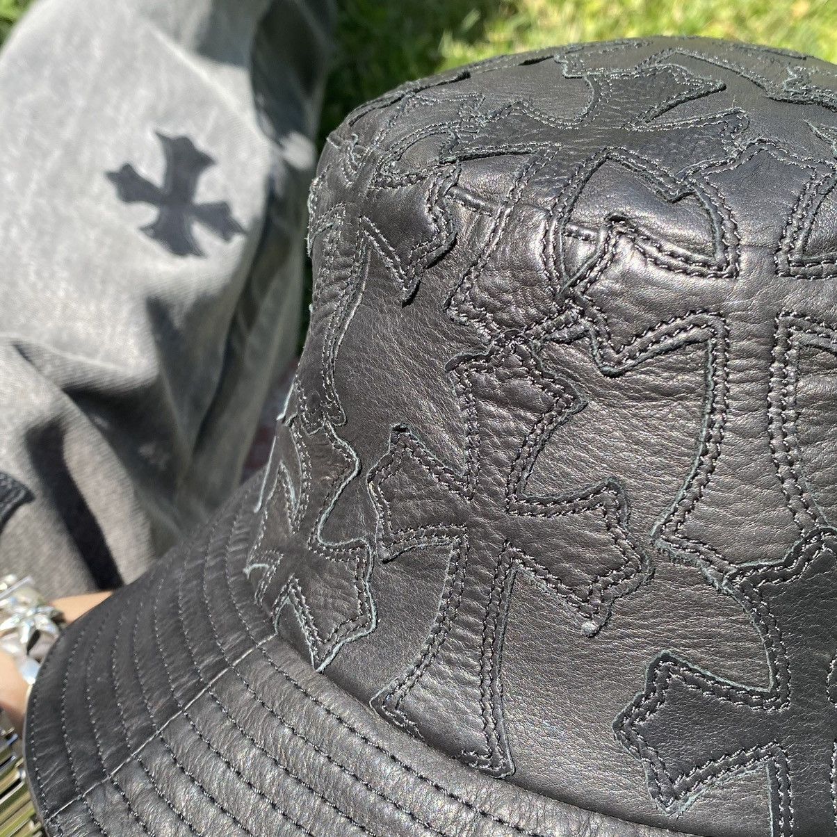 Chrome Hearts Chrome Hearts Leather Cemetery Patch Dagger Bucket Hat Small Size ONE SIZE - 15 Thumbnail
