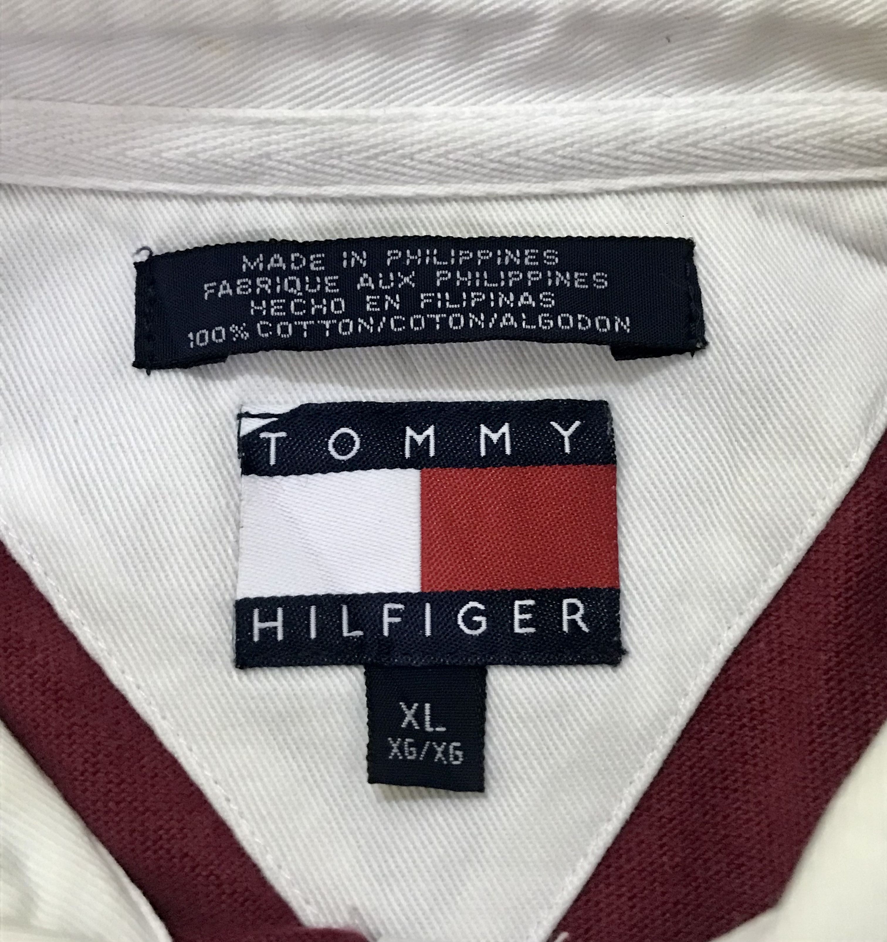 Designer × Tommy Hilfiger VINTAGE RARE 90S TOMMY HILFIGER BIG FLAG COLLAR SHIRT Size US XL / EU 56 / 4 - 3 Thumbnail